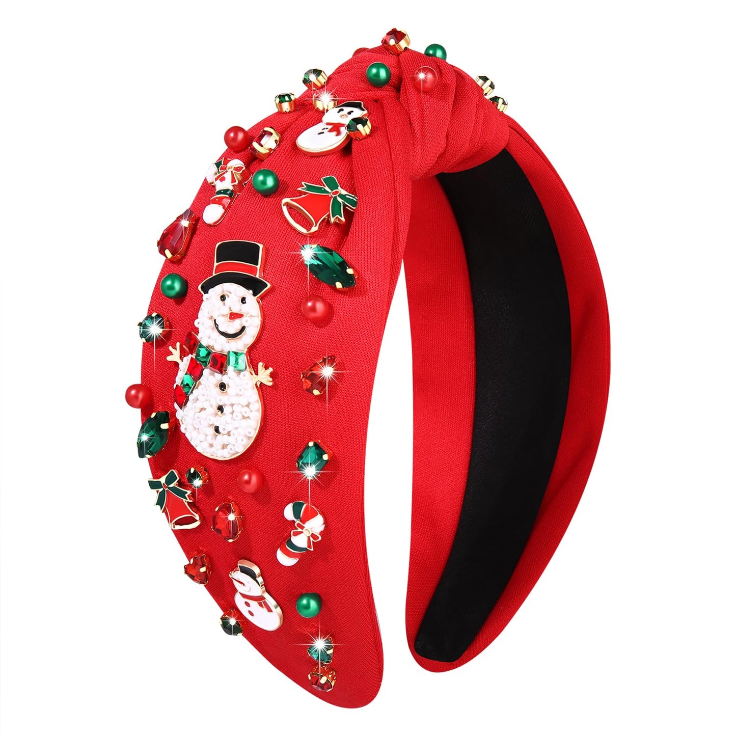 MOLOCH Christmas Headband for Women Christmas Tree Bow Snowflake Knotted Headband Jeweled Crystal Xmas Head Band Xmas Decorations Gifts