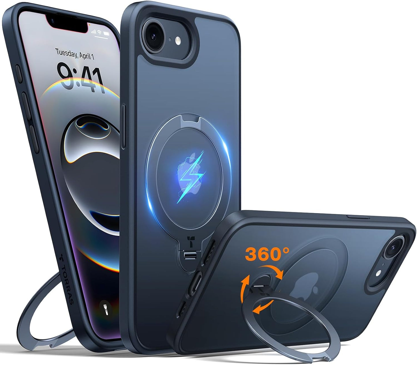 TORRAS Q3 Spin for iPhone 17 Pro Max Case with 360 Magnetic Stand, Camera Control, Fit for MagSafe, 4X Military-Grade Shockproof Case for iPhone 17 Pro Max Phone Case with Kickstand, Deep Blue - Rayz Mart