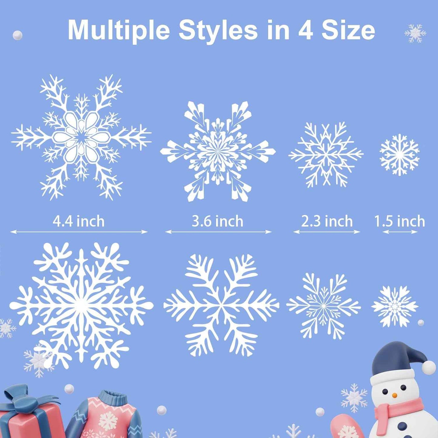 438Pcs Snowflake Window Cling Stickers for Christmas Decorations, 10 Sheets Christmas Window Clings of Different Shapes Xmas Decals for Glass Home Decor Indoor and Outdoor Party Supplies
