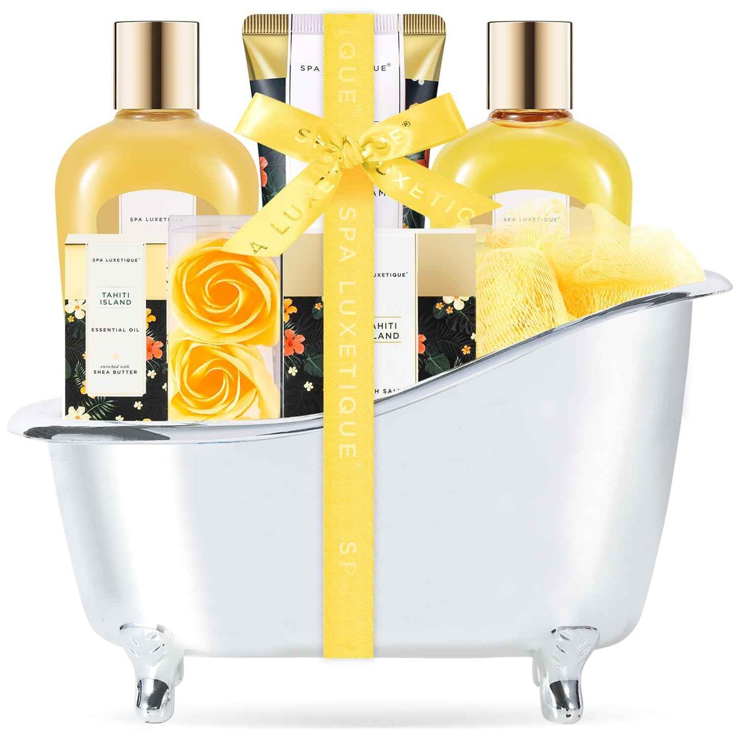 spa luxetique Gift Set For Women, Bath Sets for Women Gift, 8 Pcs Rose Spa Basket Includes Bubble Bath, Shower Gel, Body Lotion, Birthday Spa Gifts, Mother‘s Day Gifts for Mom, Christmas Gifts for Her
