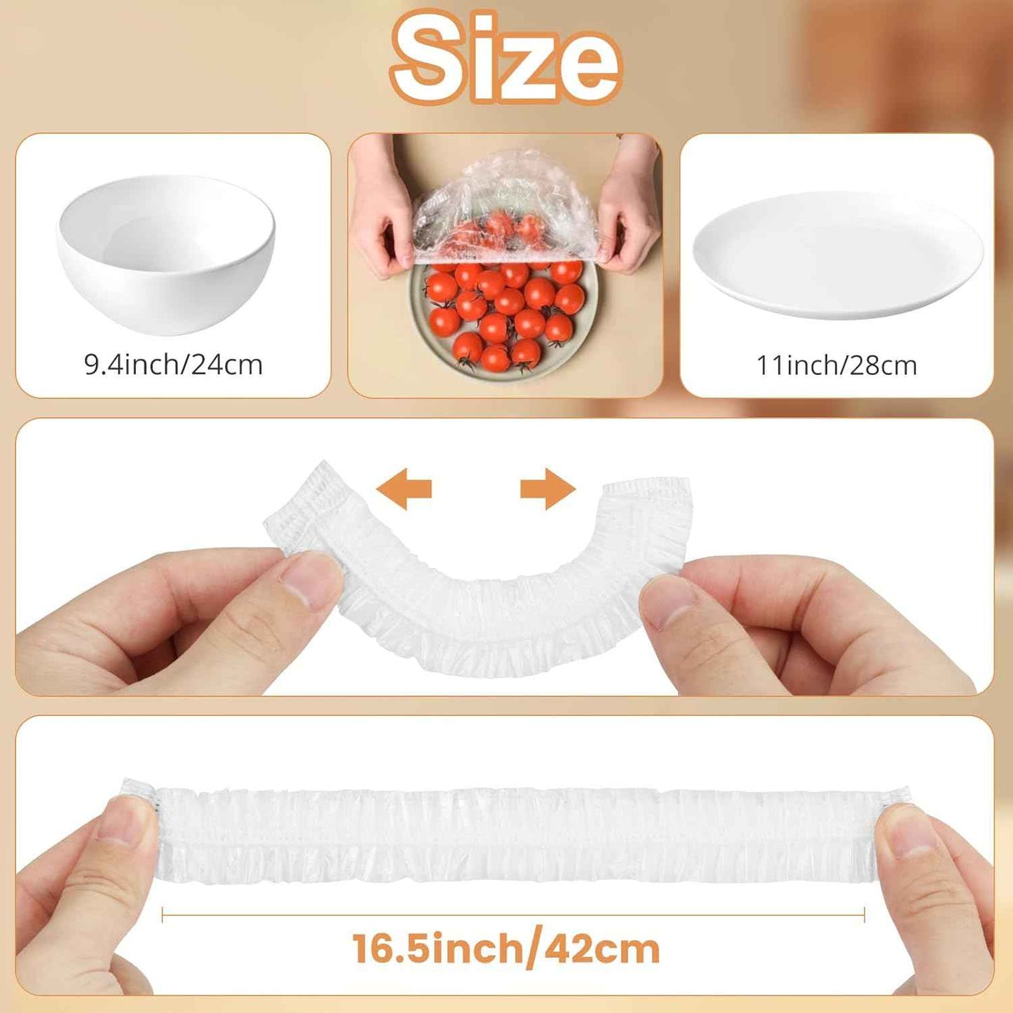 Homelove 100pcs Plastic Bowl Covers Food Cover Dish Covers, Reusable Elastic Stretch Fresh Keeping Bags, Kitchen Dining Plate Bread Proofing Food Storage Covers, Universal Kitchen Plastic Wrap