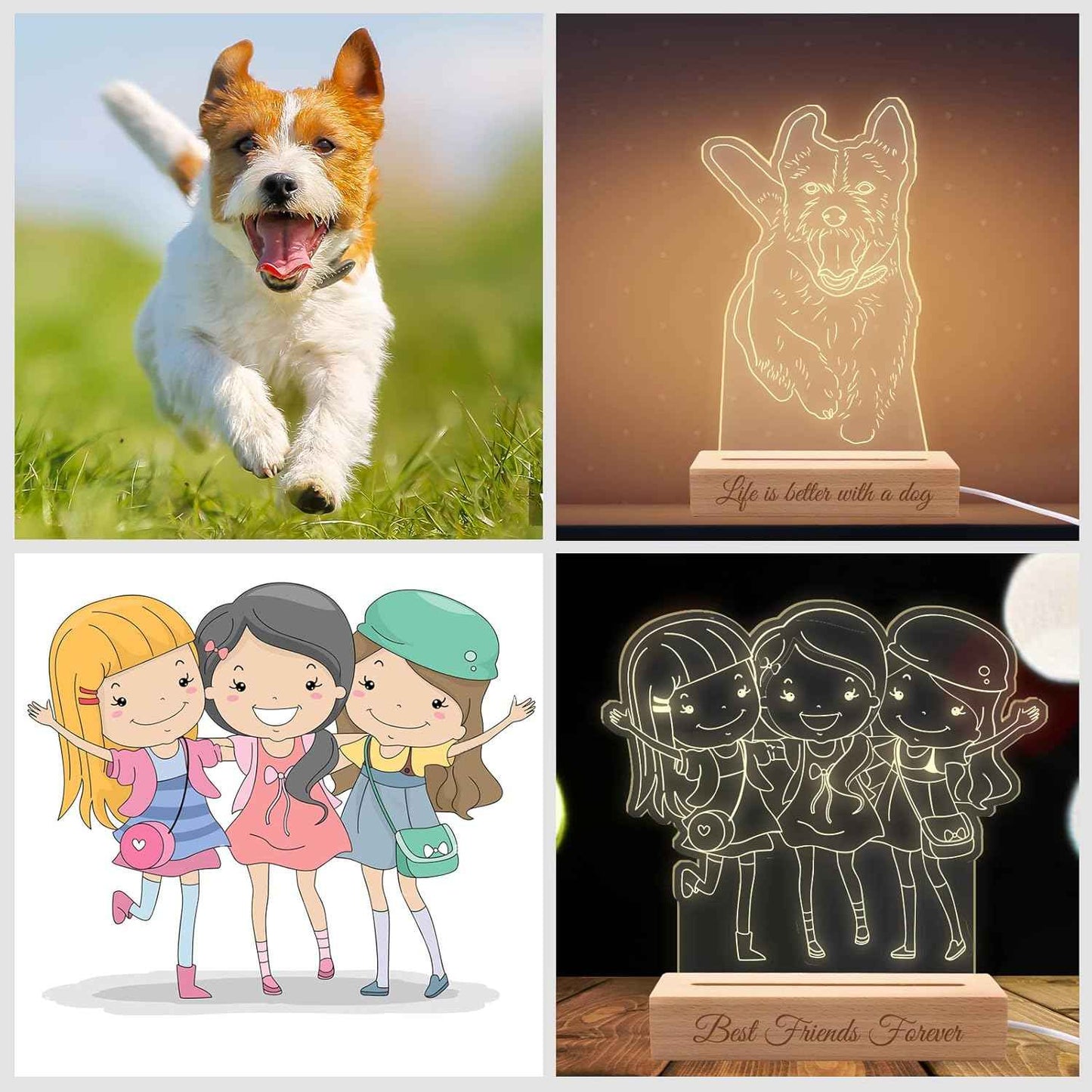 Personalized Night Light Custom 3D Photo Lamp with Picture Text Engraved, Customized Valentines Birthday Anniversary Lights Gift for Wife Husband Girlfriend Her Him