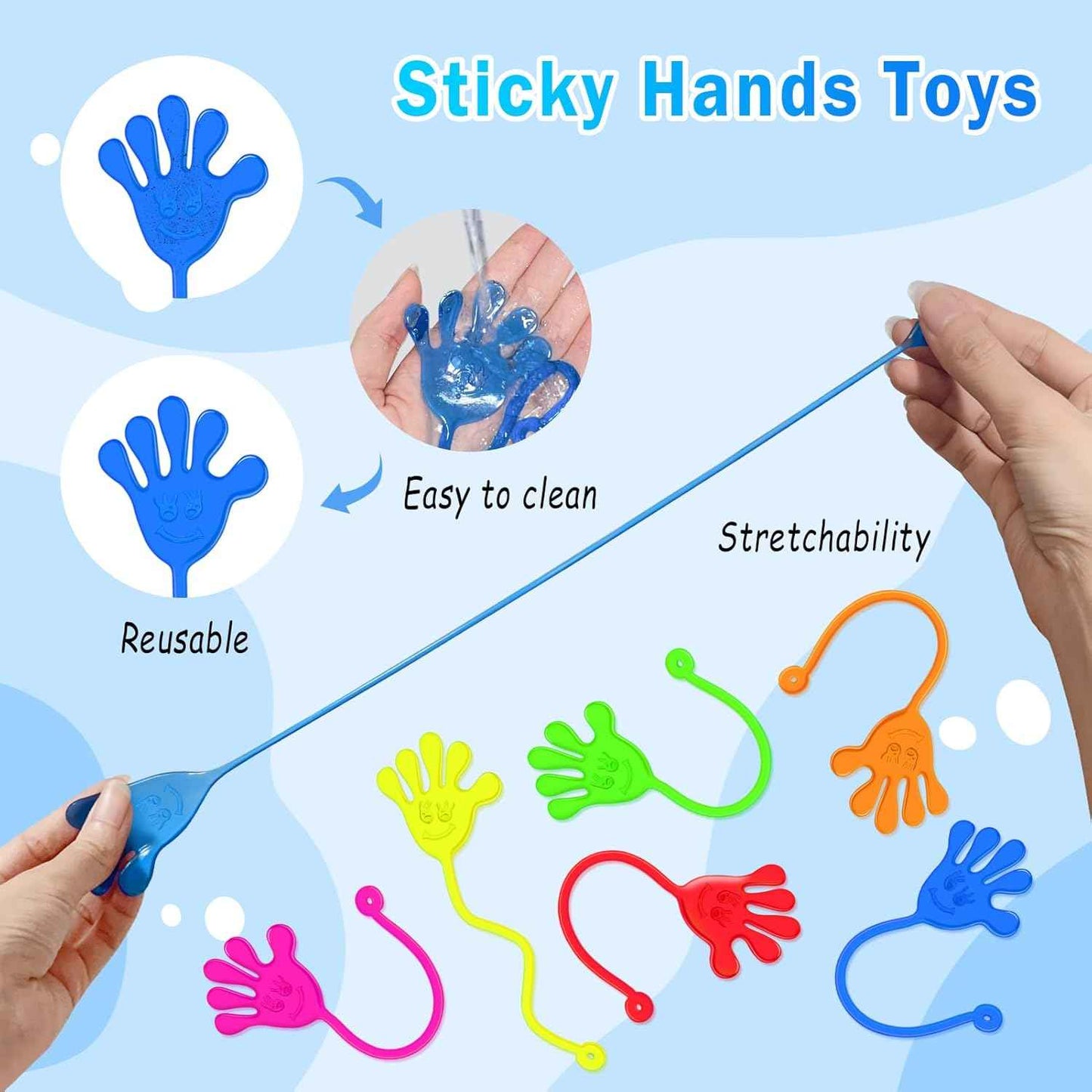 Sticky Hands Bulk 48 PCS Party Favors for Kids 4-8 8-12 Stretchy Sticky Hand Toy Christmas Stocking Stuffers for Kids Goodie Bag Stuffers Fillers Classroom Prizes Student Gifts Birthday Party Supplies
