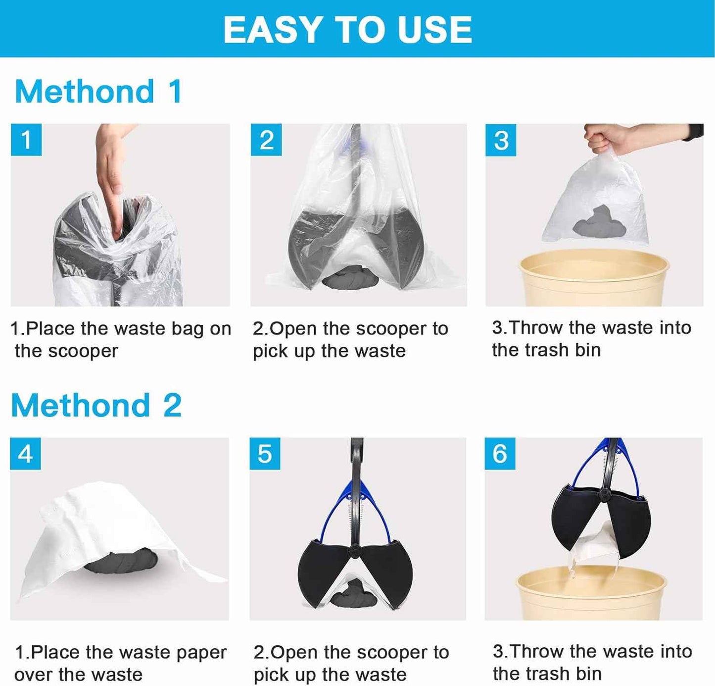 UPSKY Pooper Scooper for Large Small Dogs, Folding Dog Poop Scooper, Sturdy Spring and Premium Materials,Easy to Use for Grass, Dirt, Gravel Pick Up Shovel