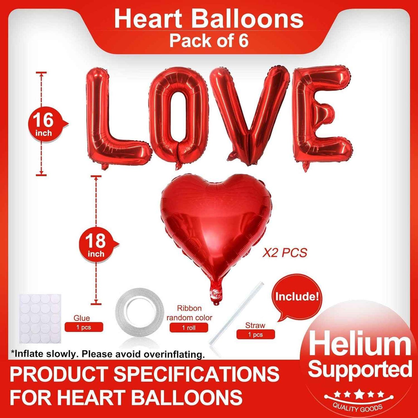 Red Love Balloons Red Heart Balloons Valentines Day Decorations Love Heart Balloons for for Valentines Day Bridal Shower Wedding Romantic Special Night Party Supplies Decorations