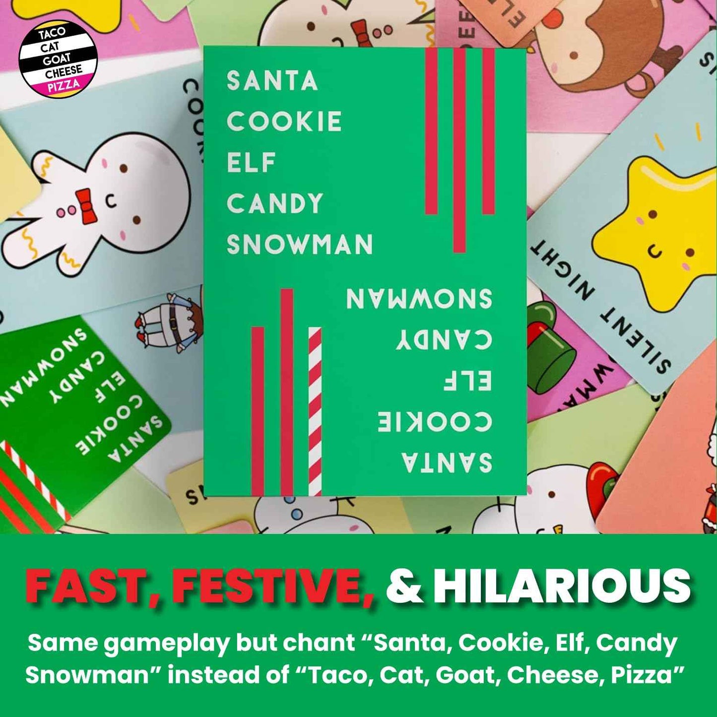Santa Cookie Elf Candy Snowman Christmas Edition Holiday Card Game by Taco Cat Goat Cheese Pizza | Great for Stockings and White Elephant Gift | Fun for Kids, Teens, Adults, and Families | 2-8 Players