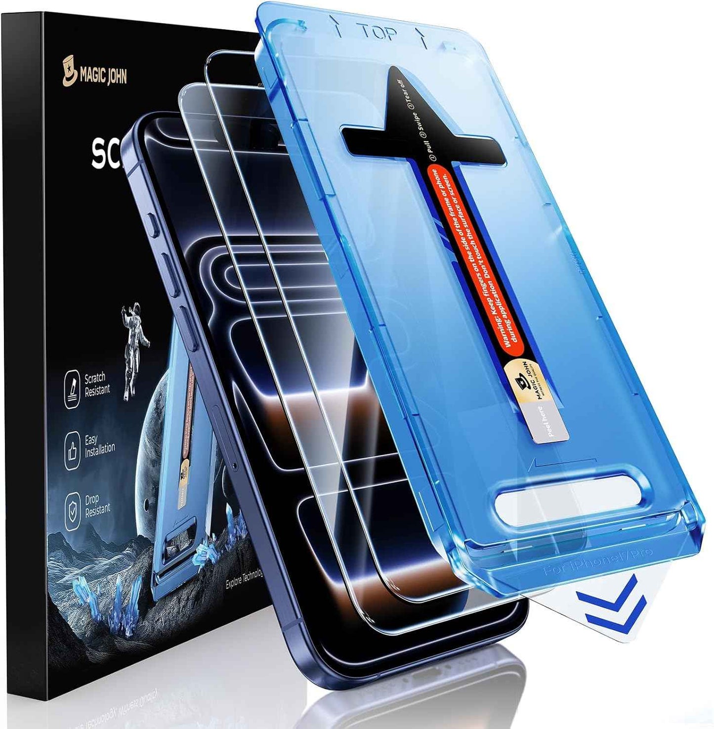 MAGIC JOHN 2 Pack for iPhone 17 Pro Max 6.9 inch Tempered Glass Screen Protector, Auto Dust-Elimination, Bubble Free, HD Clear, Easy Installation