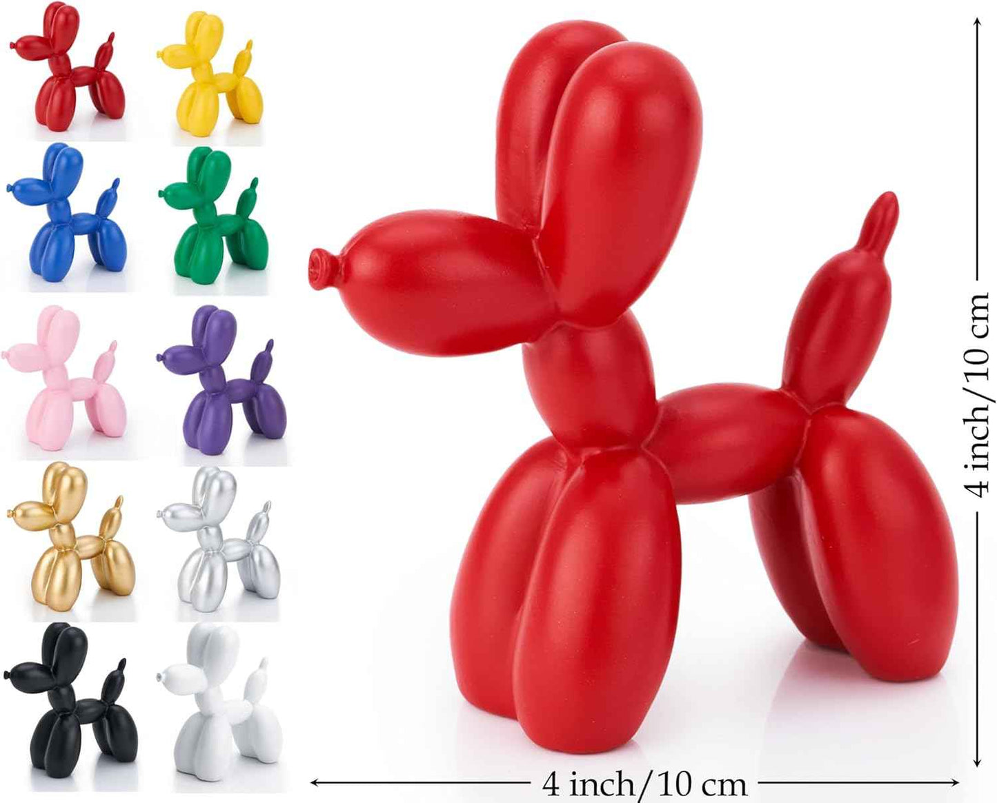 Red Balloon Dog Statue Decor, 4 inch Small Knick Knacks Balloon Dog Animal for Desk Shelf Décor