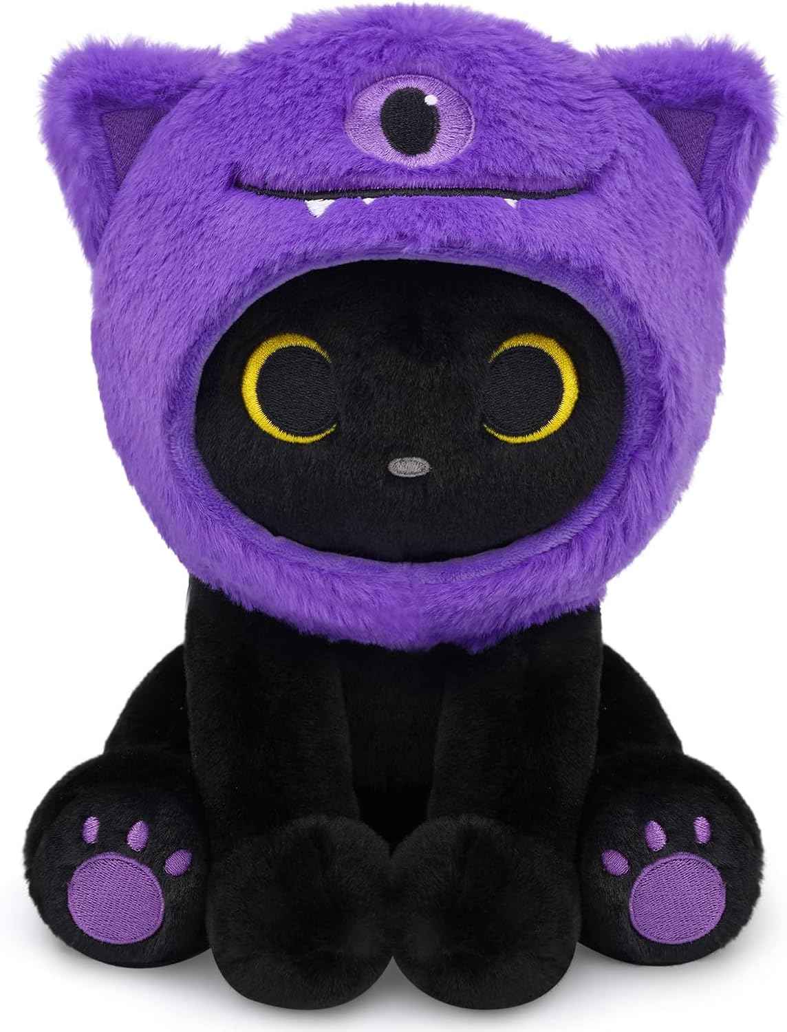 Black Cat Plush Holding Rose, 8 Inch Kawaii Valentines Plushies with Bow & Heart, Cute Plush Toy Soft Valentine's Day Gift for Her, Girlfriend, Wife, Kids