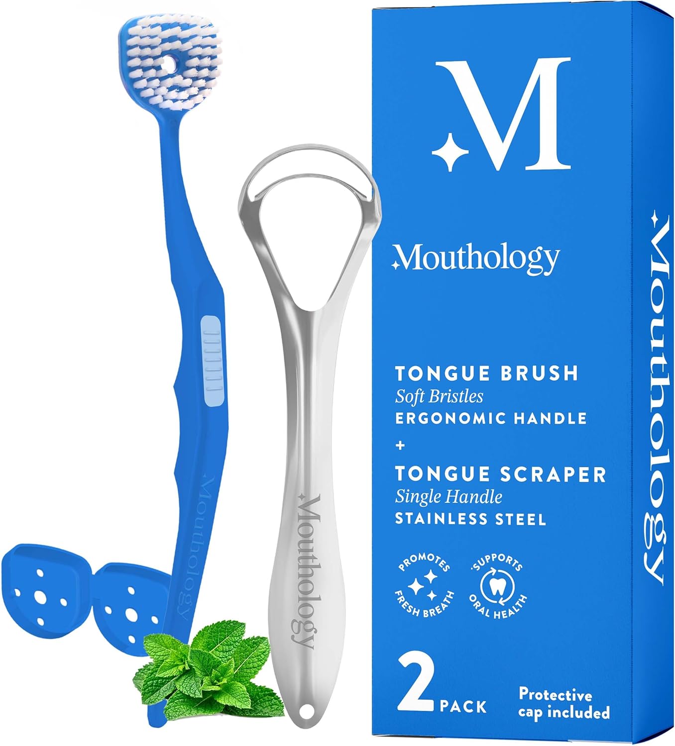 Mouthology Tongue Scraper for Adults (2 Pack), Reduce Bad Breath, Metal Tongue Scraper, Tongue Cleaner, Tongue Scraper, Stainless Steel Tongue Scraper, Tongue Cleaner for Adults, Tongue Scrubber