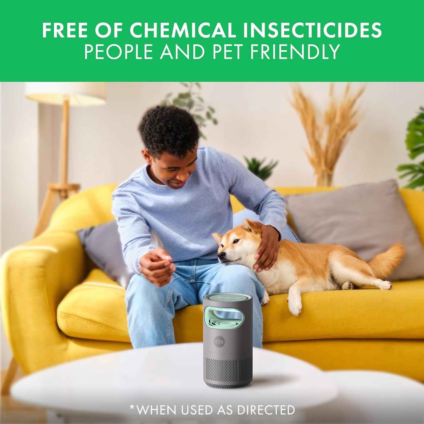 STEM Flying Insect Fan Trap for Indoor Bug Control, Attracts Mosquitoes, Fruit Flies, and House Flies, Plug-in Fan with UV Light, Starter Kit Includes 1 Device and 5 Glue Traps