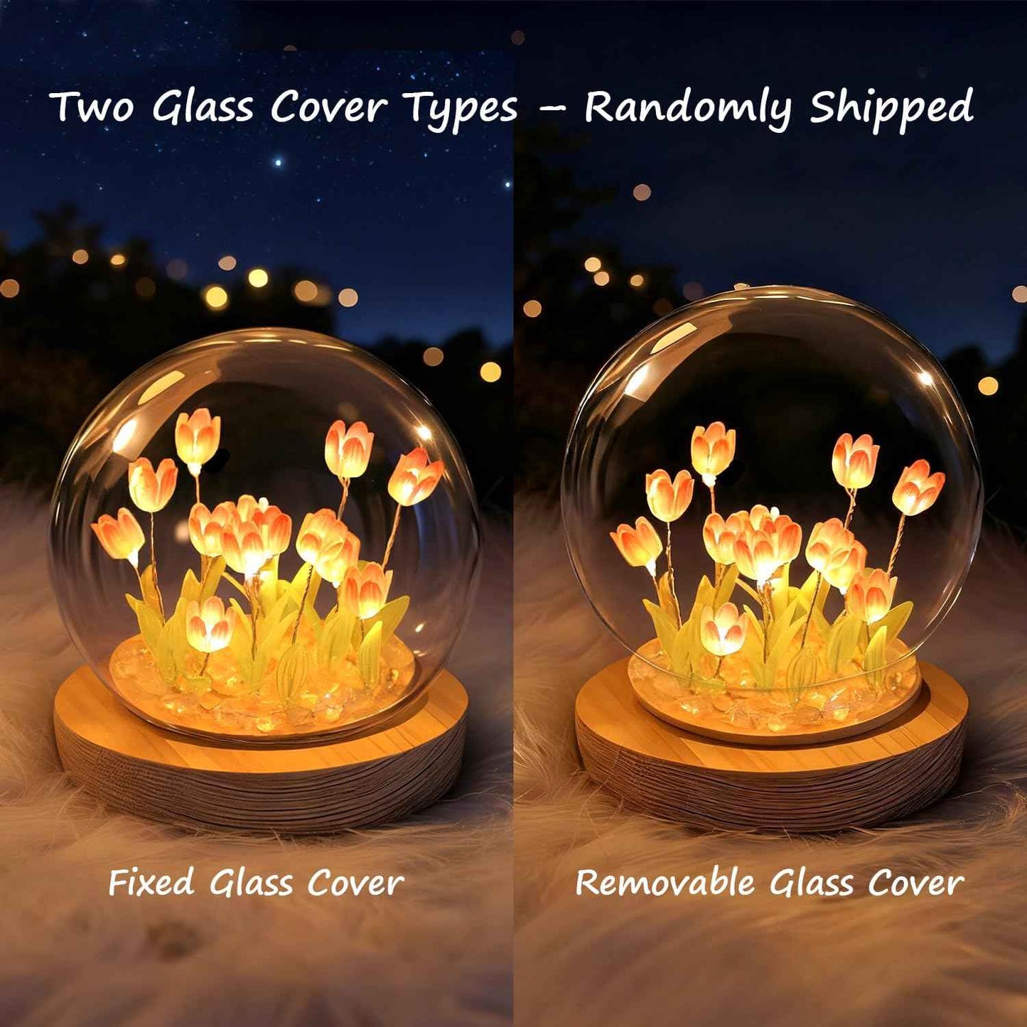 Valentine’s Day Gifts for Women – Tulip Lamp with Glass Dome, Birthday Gift for Girlfriend, Wife, Mom, Battery Operated LED Flower Night Light for Bedroom, Home and Table Decor