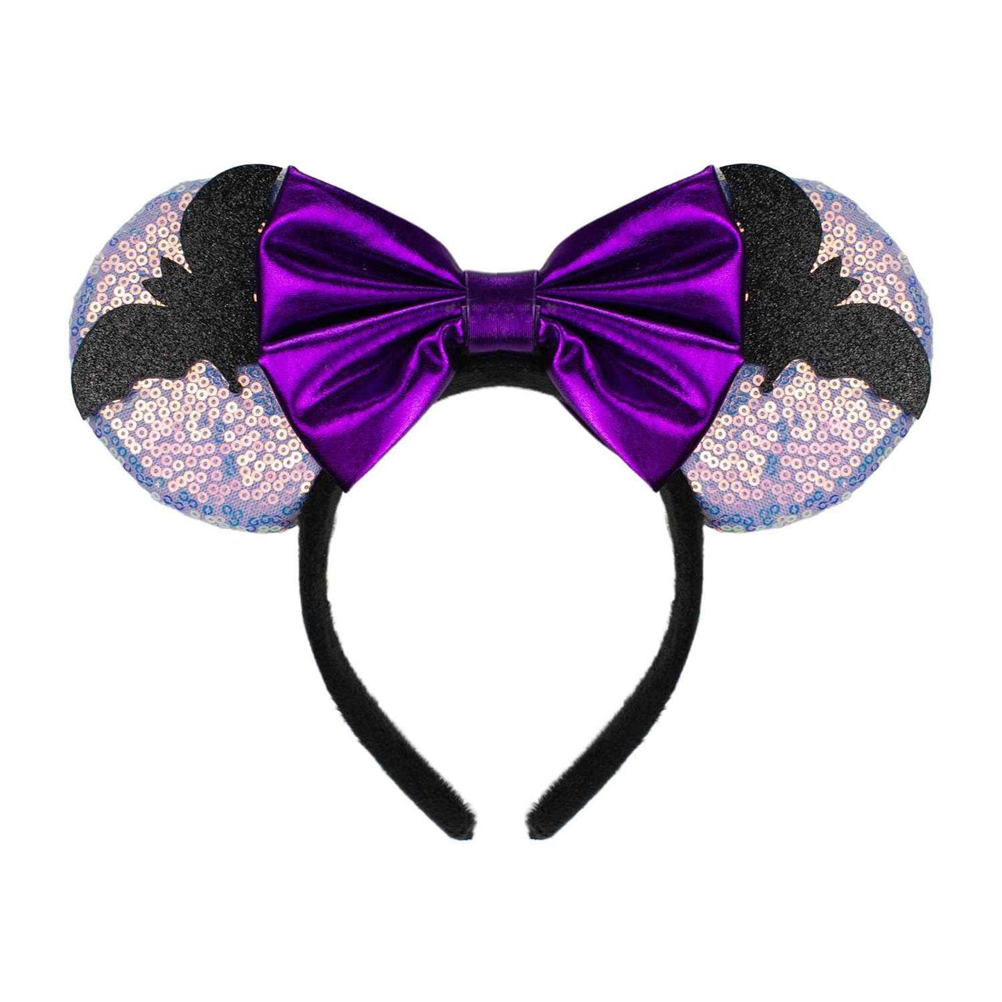 JIAHANG Christmas LED Flash Mouse Ear Headband, Lollipop Light Up Furry Edged Sequin Bow Hairband, Glowing Festival Party Decoration Headwear for Women Girls