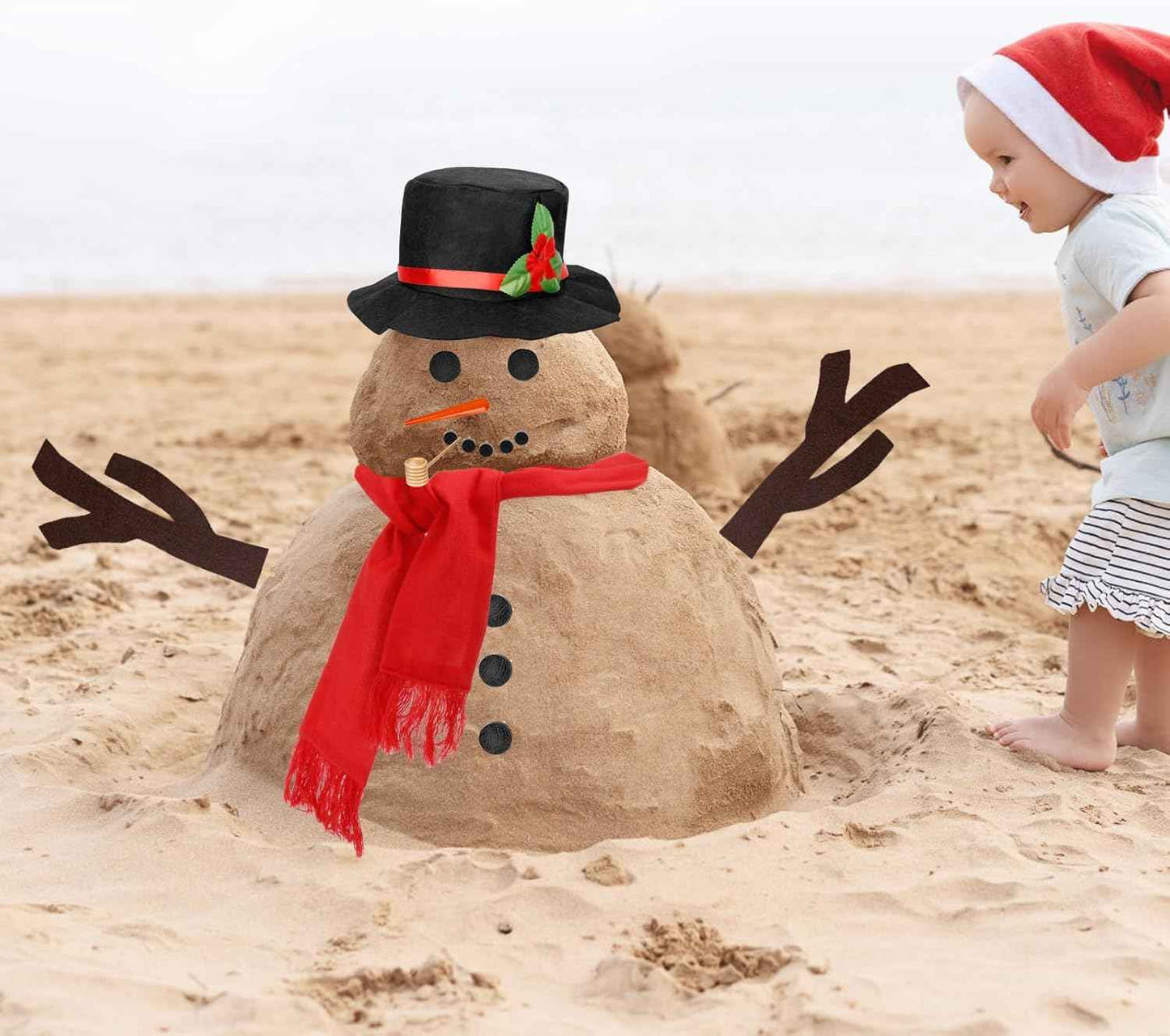 Colovis 16Pcs Snowman Decorating Kit, Snowman Making Kit Snow Toys for Winter Outdoor Party Christmas Holiday Decoration(1 Pack)