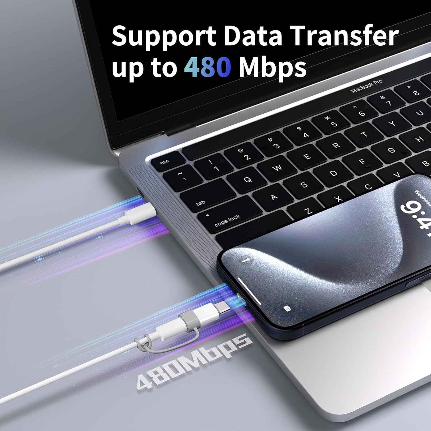 4-pack lightning to usb c adapter for iphone 15/16/17 pro/max, fast charging & data transfer, not for audio/otg