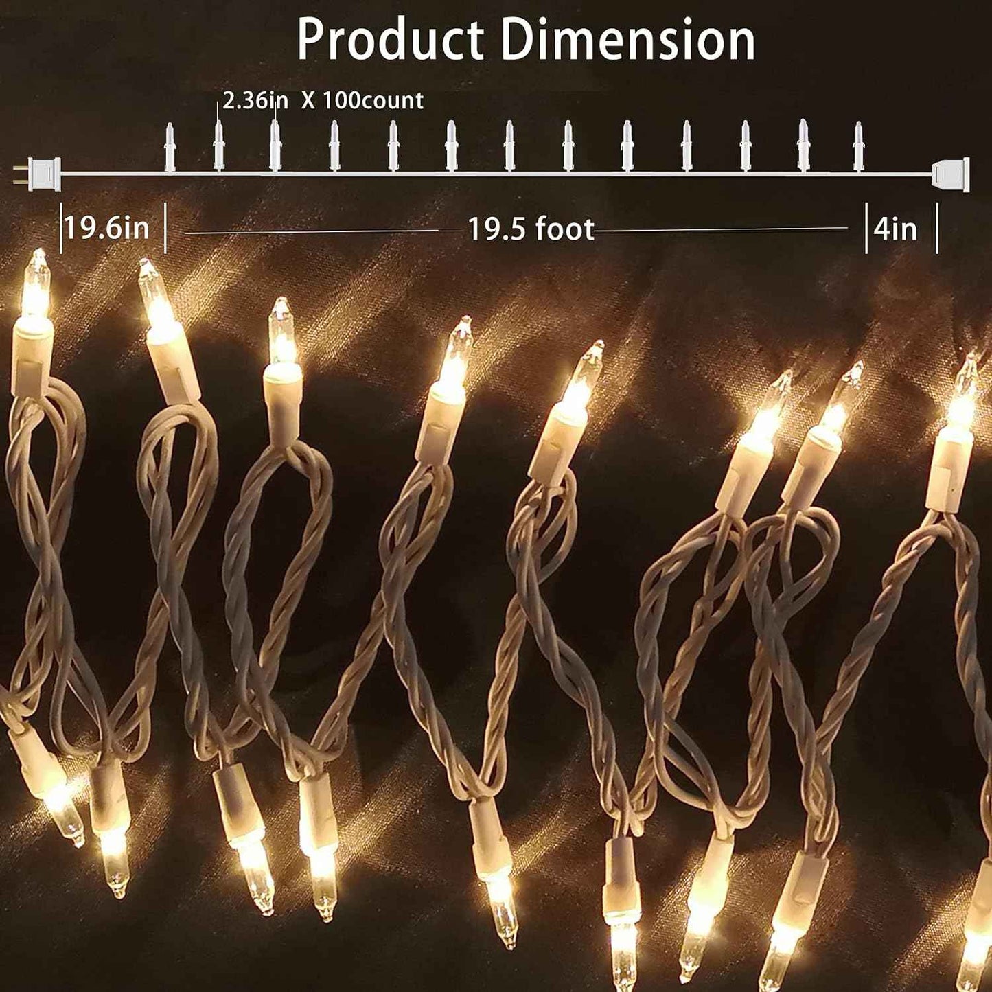 HISHINY Christmas Lights 100 Count Mini Clear Lights 21ft White Wire Christmas Tree String Lights Set for Outdoor Indoor Christmas Decorations Wedding Valentines Day Decor,UL Certified (21feet)