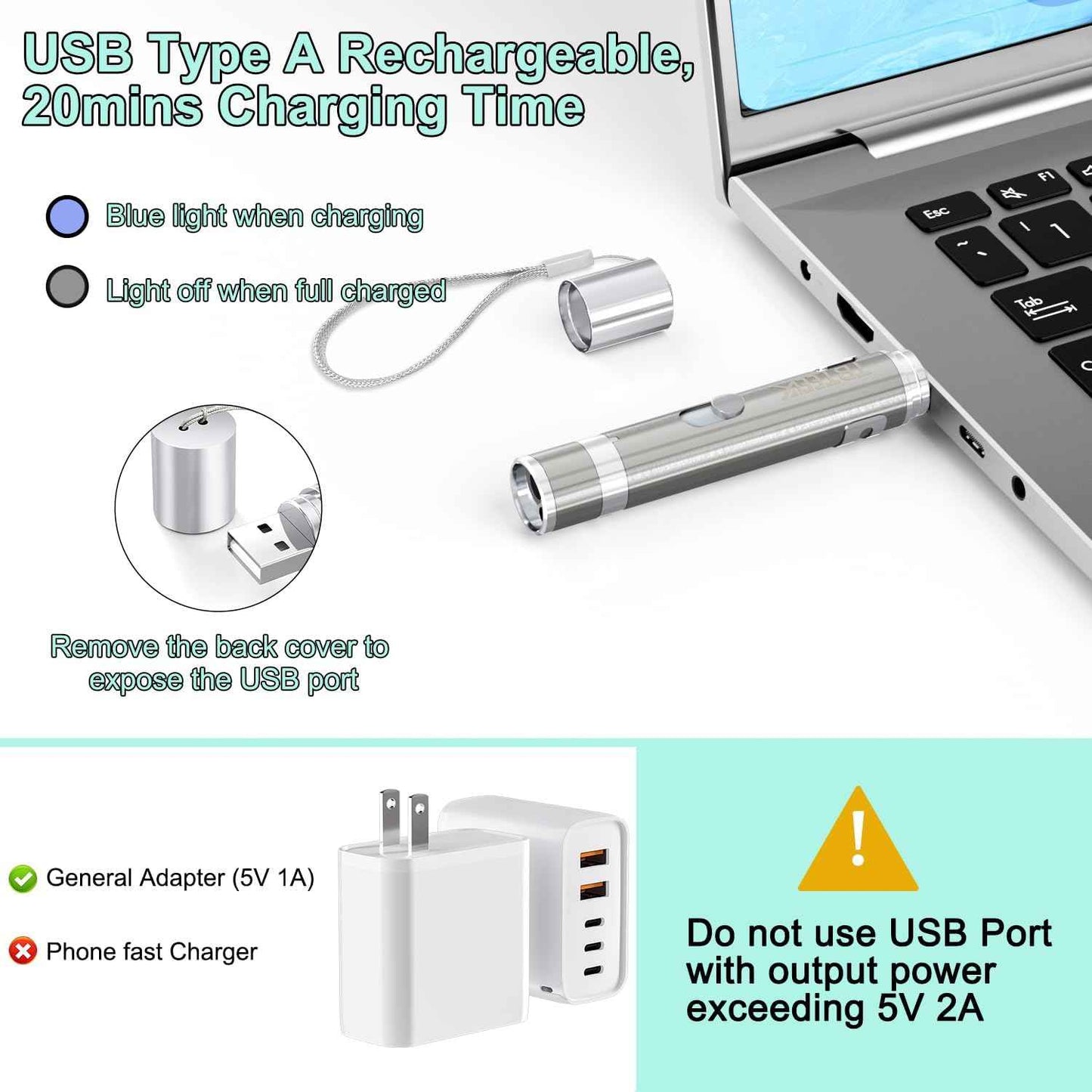 TBTeek Cat Toys, Rechargeable, 3 Light Modes & 5 Fun Patterns, Portable Interactive Kitten Pet Dog Cat Mouse Toy for Fun Chase Play Exercise