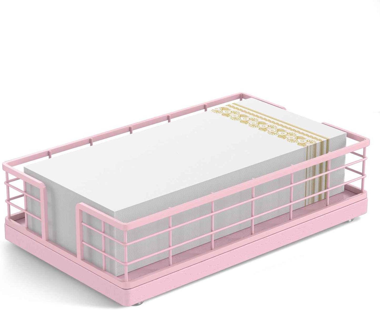 Wican Napkin Holder for Table, Bamboo Iron Standing Napkin Dispenser for Kitchen Dining Farmhouse Cocktail Picnic Bar Rustic Wood Holders for Paper Mail Bills Suitable for All Dining Room Decors Black