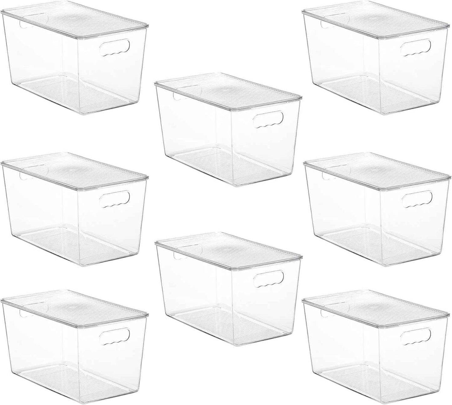 Vtopmart 6 Pack Clear Stackable Storage Bins with Lids, Medium Plastic Containers with Handle for Pantry Organizer and Storage,Perfect for Kitchen,Fridge,Cabinet, Closet,Bathroom Organization