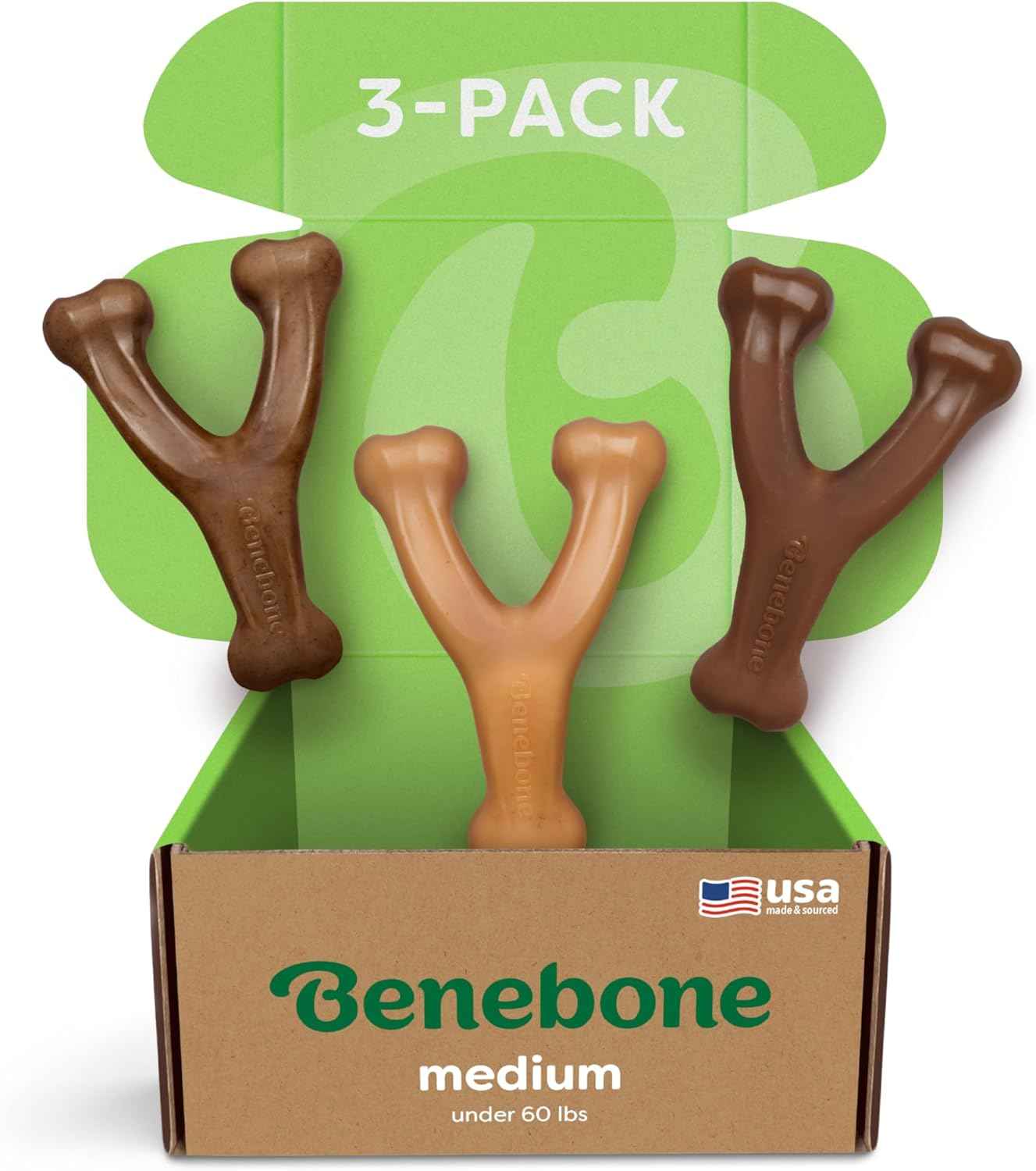 Benebone Wishbone Durable Dog Chew Toy for Aggressive Chewers, Real Bacon, Made in USA, Medium
