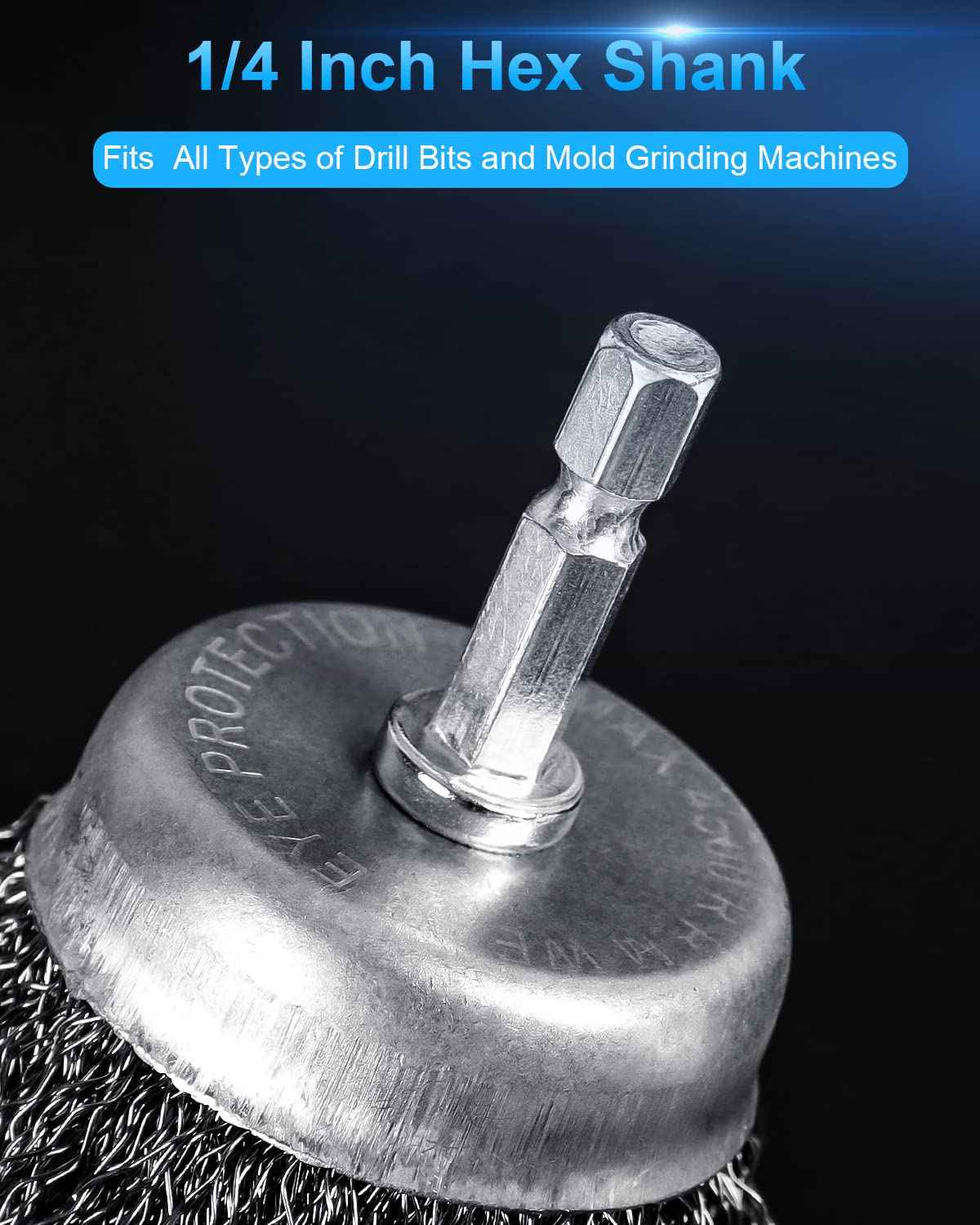 Rocaris 6 Pack Carbon Steel Wire Wheel and Pen Brush Set with 1/4-Inch Hex Shank for Rust Removal, Corrosion and Scrub Surfaces