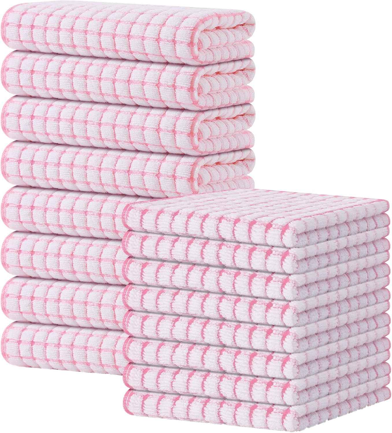 Kitinjoy Cotton 8 Pack Terry Kitchen Dish Cloths, 12 x 12 Inches Super Soft and Absorbent Dish Rags, Quick Drying Dish Towels for Washing Dishes, Mixed Color