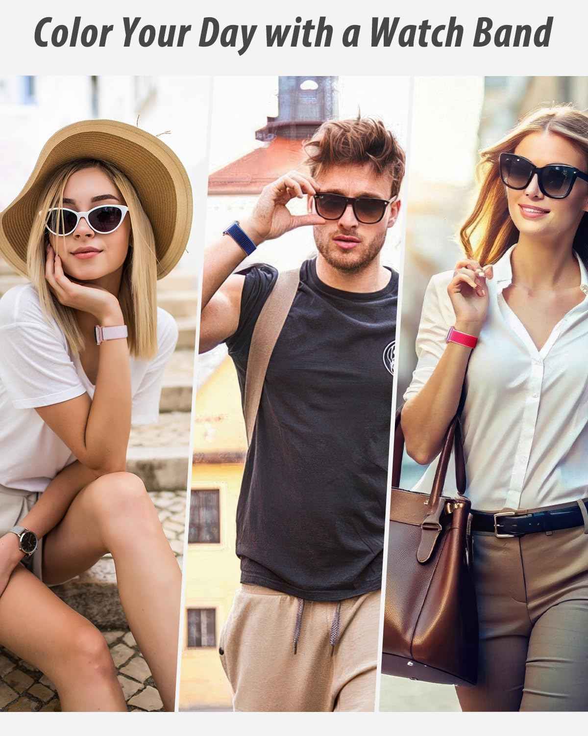 Nylon Loop Sport Band Compatible with Apple Watch Bands 44mm 45mm 46mm 49mm 42mm for Women Men, iWatch Wrist Straps for Ultra 3 2, Se, Series 11 10 9 8 7, Breathable, Soft Band Ideal for Outdoor