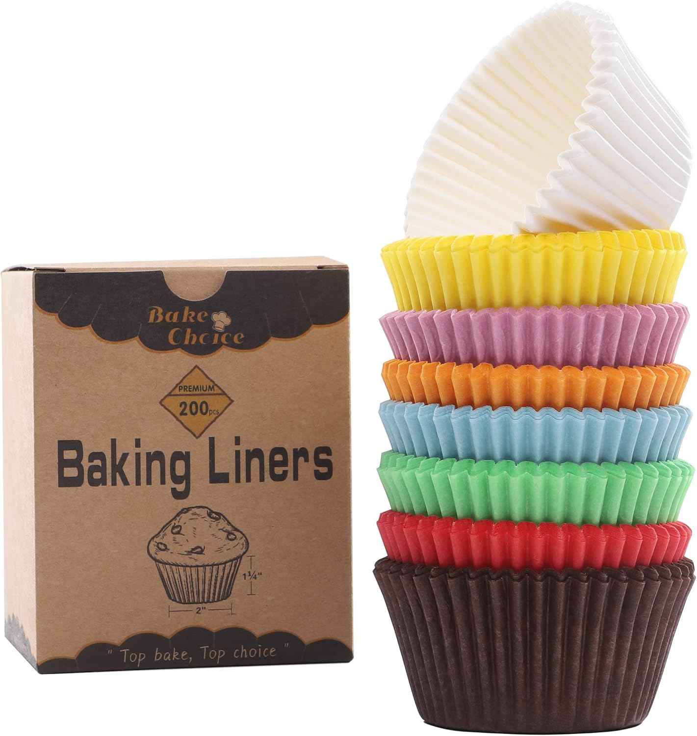 Non-stick 200pcs Standard Cupcake Liners for Baking, Natural, Food-grade Cupcake Wrapper, Greaseproof Parchment Muffin Liners