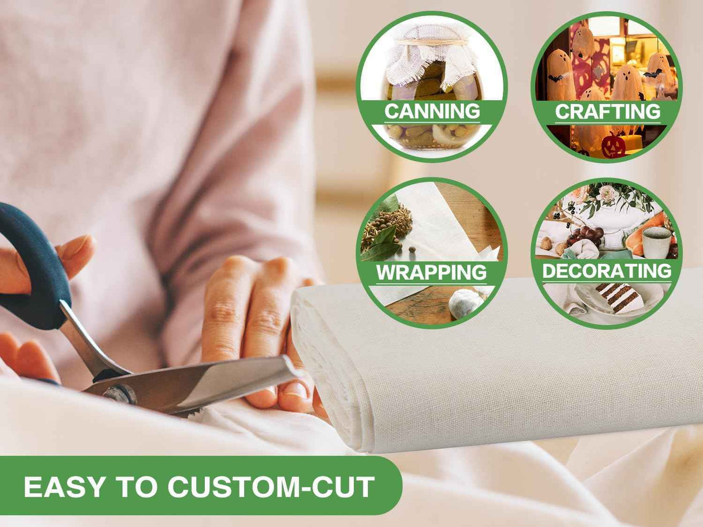 Organic Cheese Cloths, GOTS Certified, Grade 100, 36x36Inch, Reusable Cheese Cloth with Closed Edges Fabric Fine Mesh Cloth, Unbleached Cotton Muslin Cheesecloth for Straining,Cooking,Crafts - 9 Sq.Ft