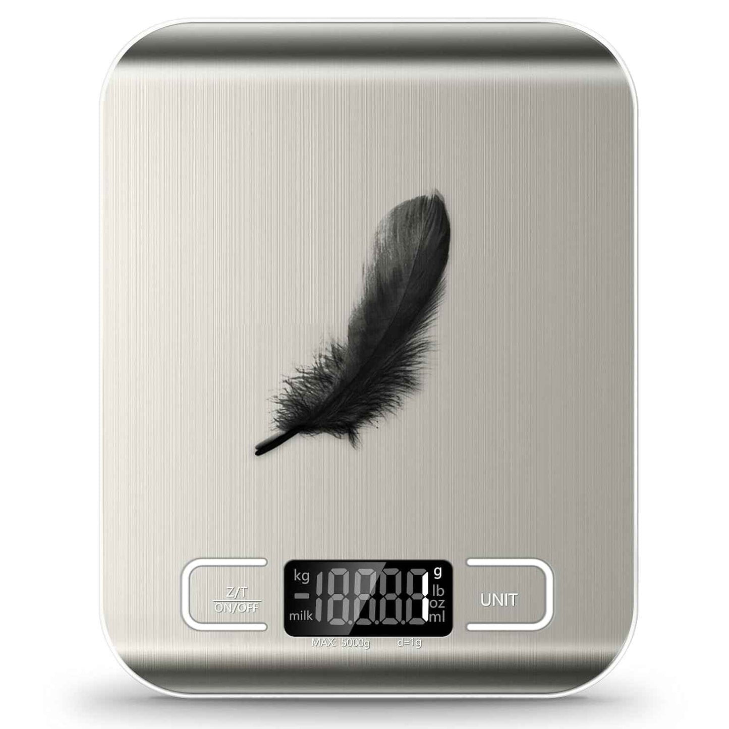 Food Scale, 11lb Kitchen Scale with 6 Units Tare Function & LCD Display, 0.05oz/1g Stainless Steel Digital Food Scale Grams and Ounces for Baking, Cooking, Dieting and Meal Prep (Batteries Included)