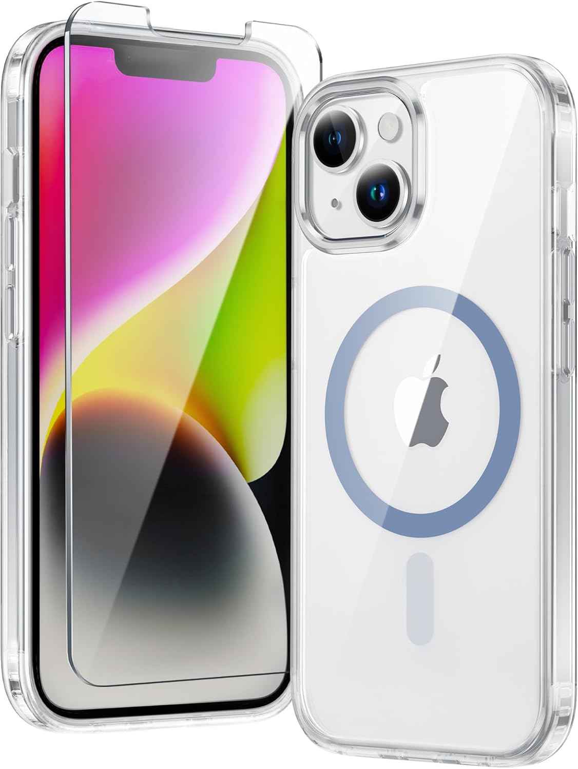 FNTCASE for iPhone 17 Pro Case, Compatible with Magsafe, Clear Transparent Magnetic Shockproof Protective Rugged Phone Cover with Screen Protector - 6.3 inch (A-Clear)