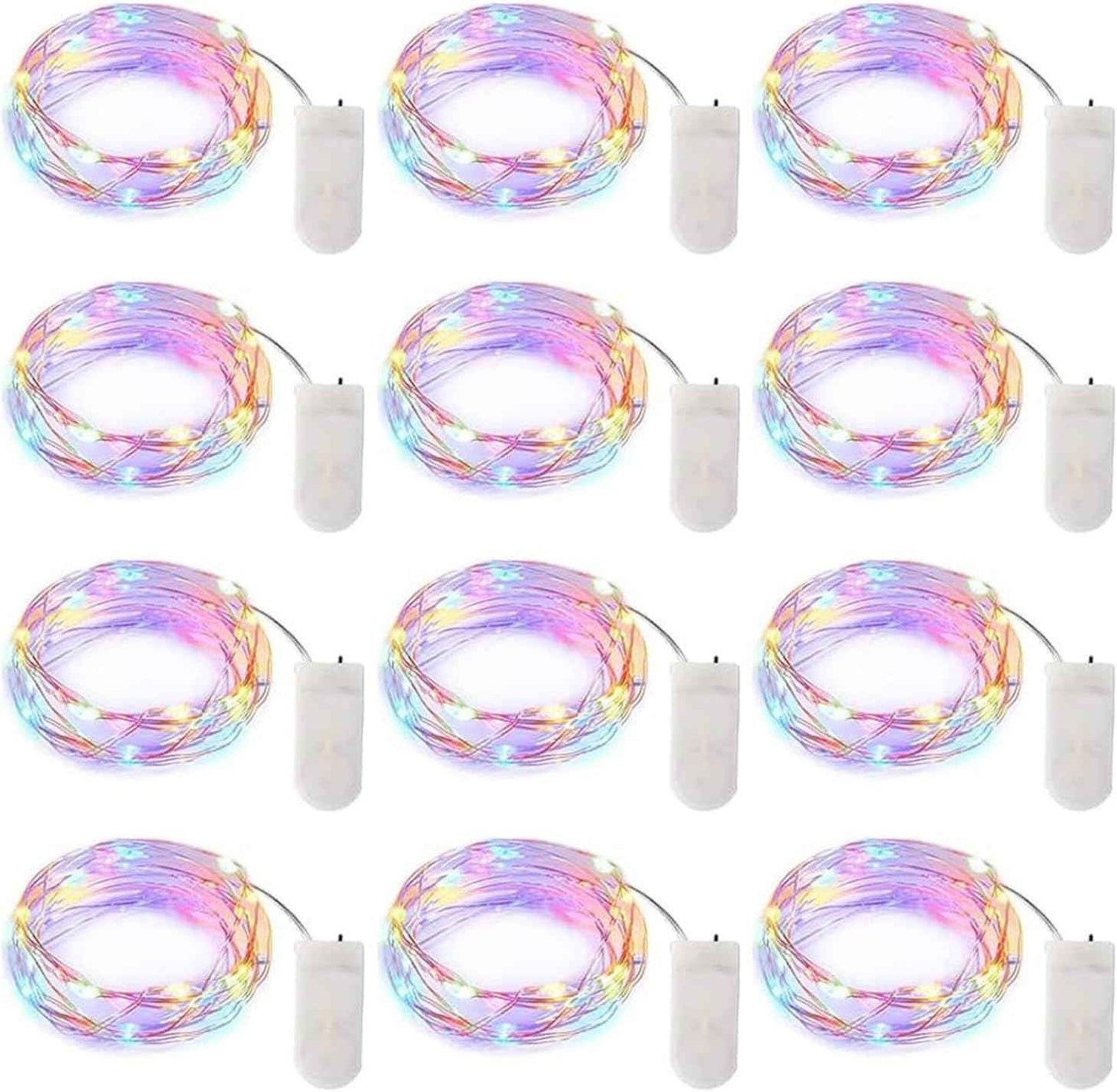 Brightown 12 Pack LED Fairy Lights, Battery Operated 7FT Firefly String Lights with 20 Waterproof LEDs on Silver Wire for DIY Crafts, Wedding Centerpieces, Party & Christmas Décor