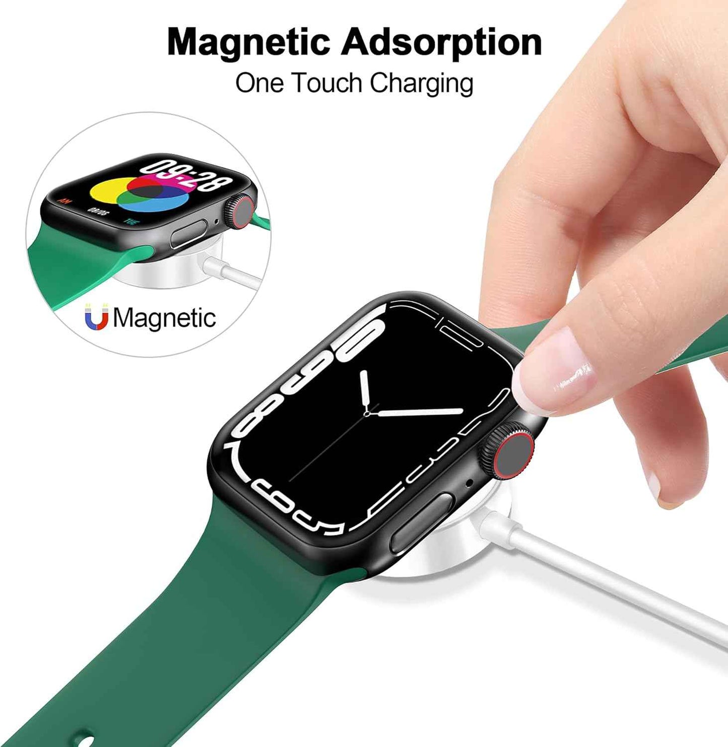 2026 upgraded magnetic charging cable for apple watch charger, usb c port, wireless charging cable for iwatch series ultra, 10, 9, 8, 7, 6, se, se2, 5, 4, 3, 2 - 3.3ft - white