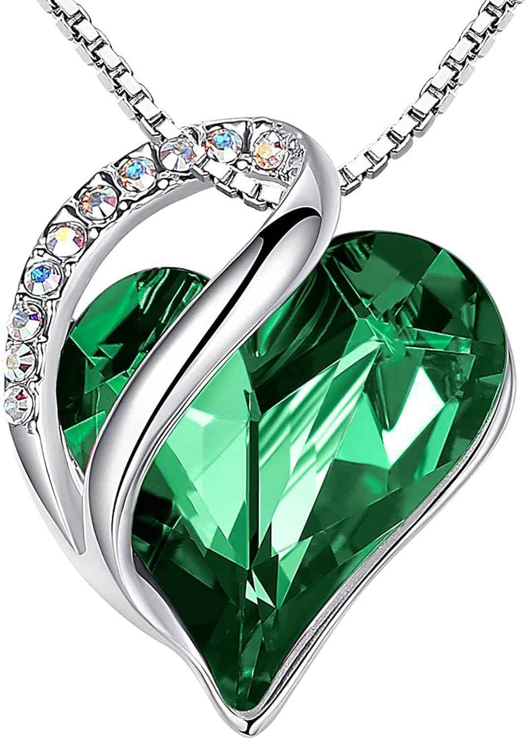 Leafael Valentine's Day Gift Necklaces for Women, Infinity Love Birthstone Heart Crystal Pendant, Birthday Anniversary Jewelry for Wife, Mom, and Her, Silver Plated, 18" + 2" Adjustable Chain | Gifts for Her, Birthday Jewelry, 18 plus 2 inch, Mom, Wife