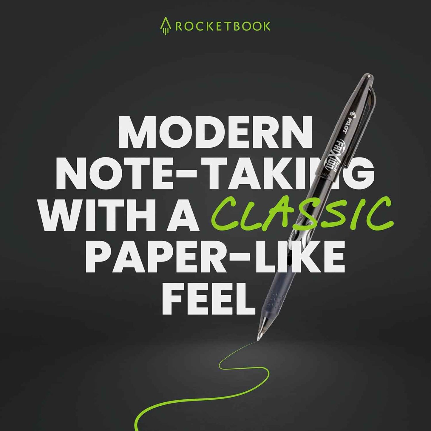 Rocketbook Core Reusable Smart Notebook, Lined Pages For School, Work and Creative Projects, Letter Size 8.5x11, Black - Premium