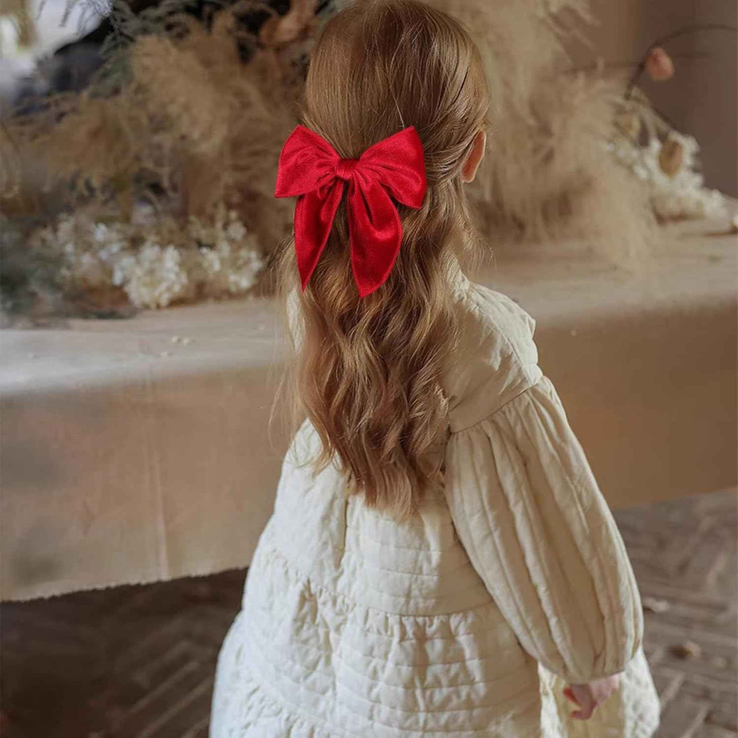 5" Red Christmas Velvet Fable Hair Bows Kids Big Velvet Ribbon Sailor Bow Alligator Clip Cheer Barrettes Hairpins Valentines New Year Gift Accessory for Toddler Teen Baby Girls