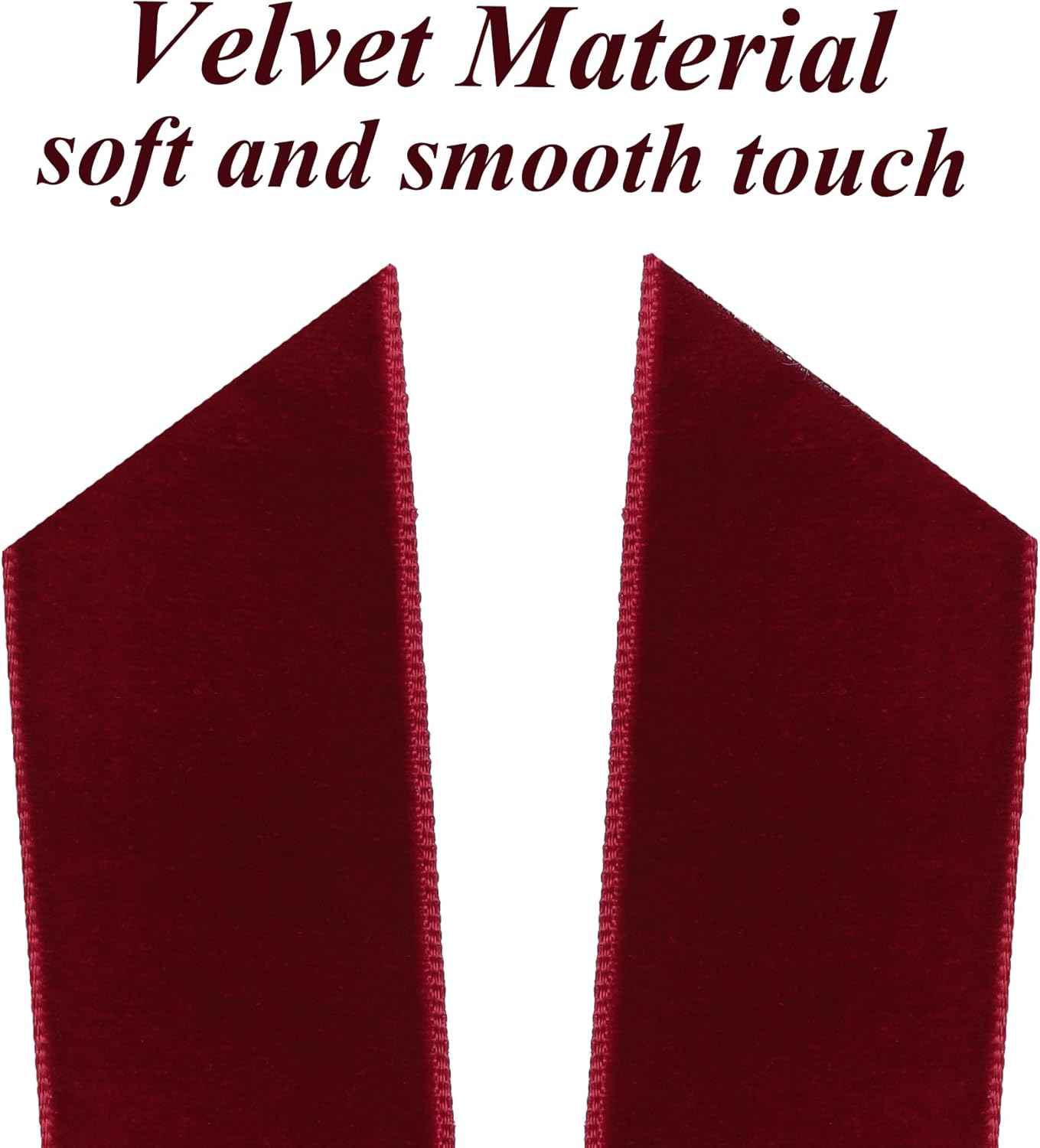 12Pcs Burgundy Velvet Ribbon Bows Christmas Tree Decorations,5in x 10in Xmas Ornaments for Tree Home Party Front Door Wreath Garland Holiday Decor