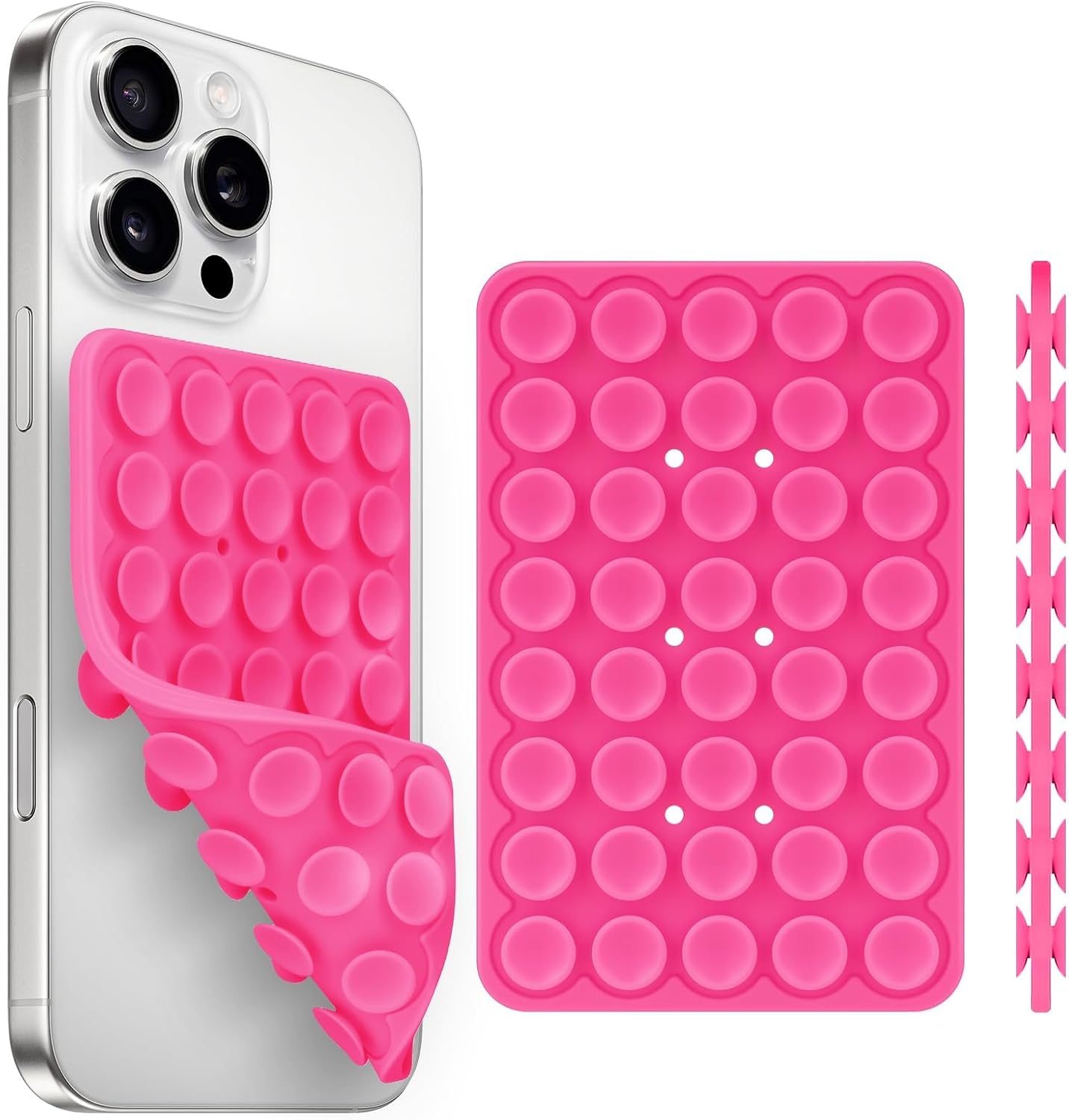 Silicone Suction Cup Phone Case Mount Double Sided, Phone Accessories Hands-Free Strong Grip Holder for Selfies and Videos, Silicon Phone Stand for iPhone and Android Light Pink