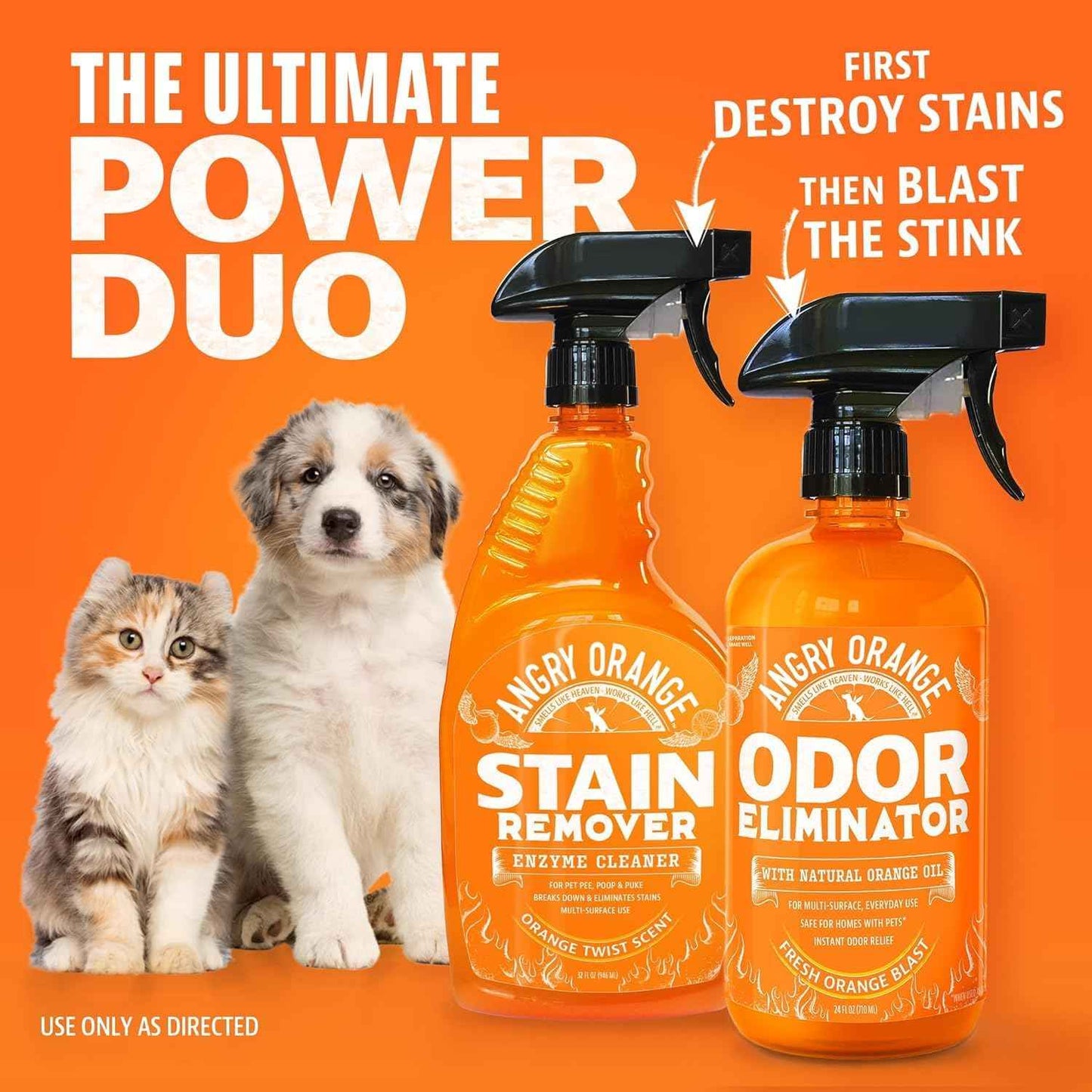 Angry Orange Pet Odor Eliminator with Natural Orange Oil – Powerful Odor Neutralizer for Cat & Dog Urine, Litter Box, Carpet, Furniture, Hard Floors - No Harsh Chemicals - Citrus Scent, 24 oz