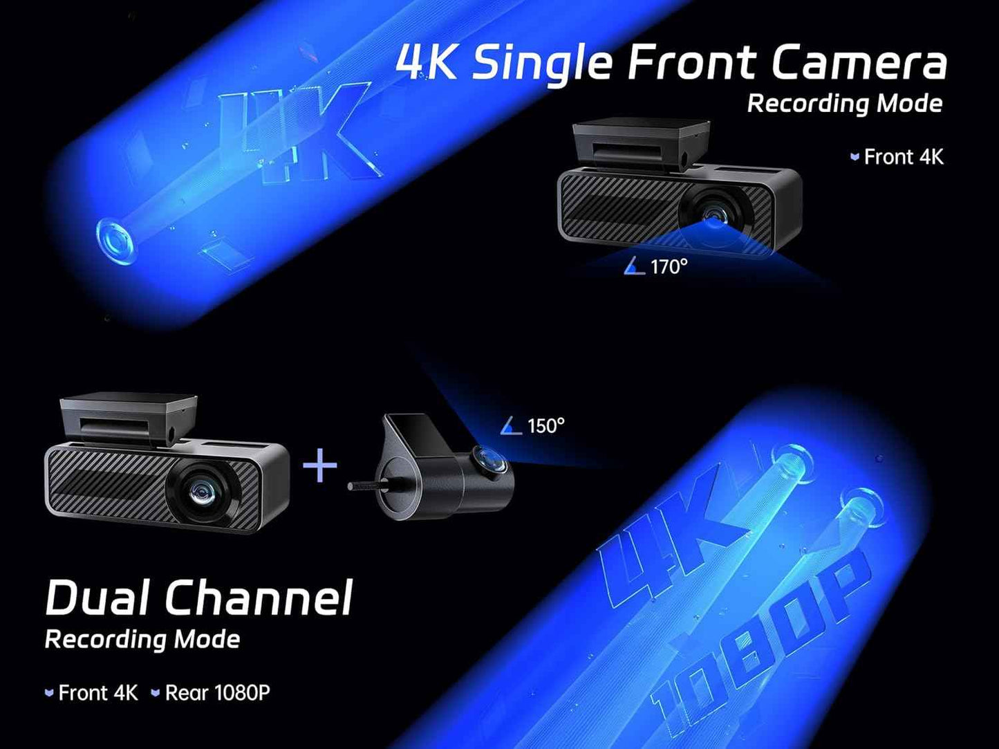 Pelsee P1 Duo 4K Dash Cam Front and Rear, 64GB SD Card, 4K+1080P Dual Dash Camera for Cars, Wi-Fi & App Control, 1.5ββIPS Display Car Camera, Voice Control, Night Vision, 24H Parking Mode, G-Sensor