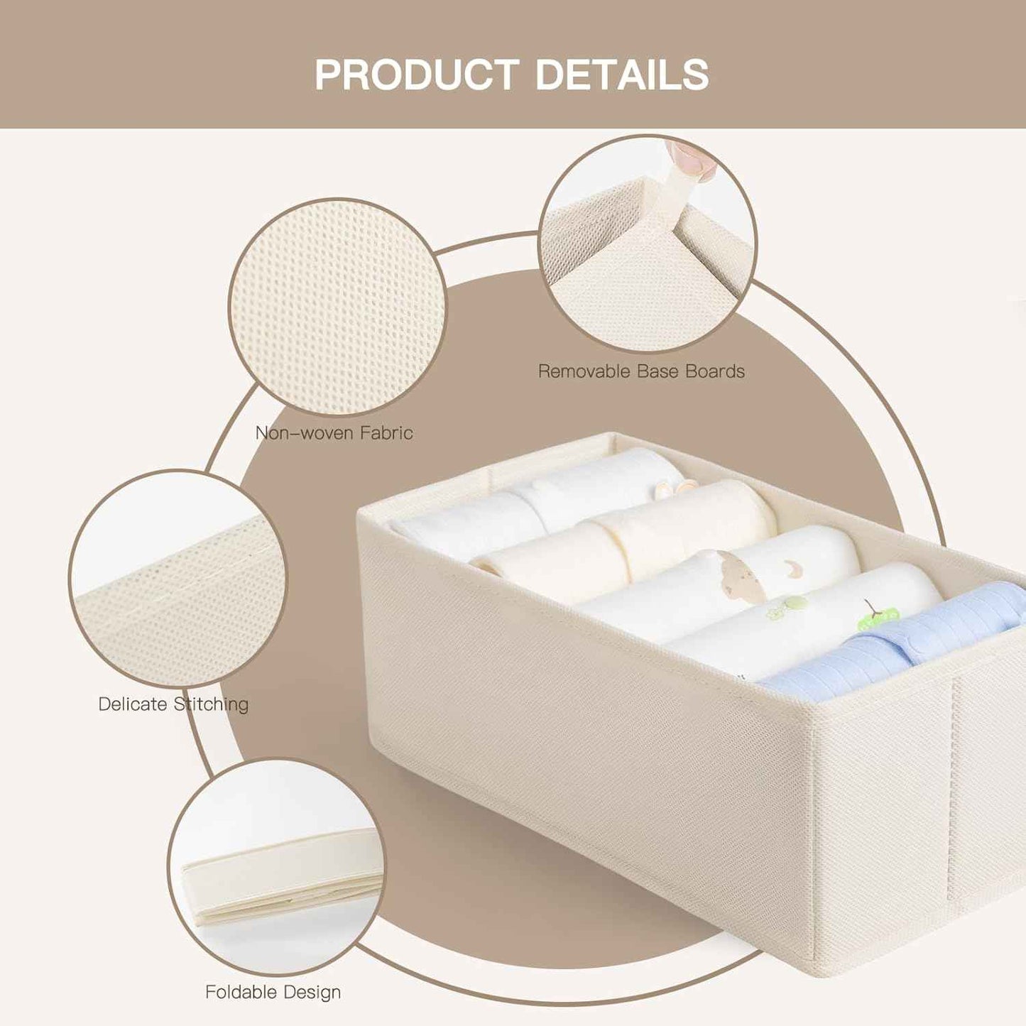 Criusia 10-Pack Drawer Organizers: Foldable Closet Storage for Clothes, Underwear, and Socks