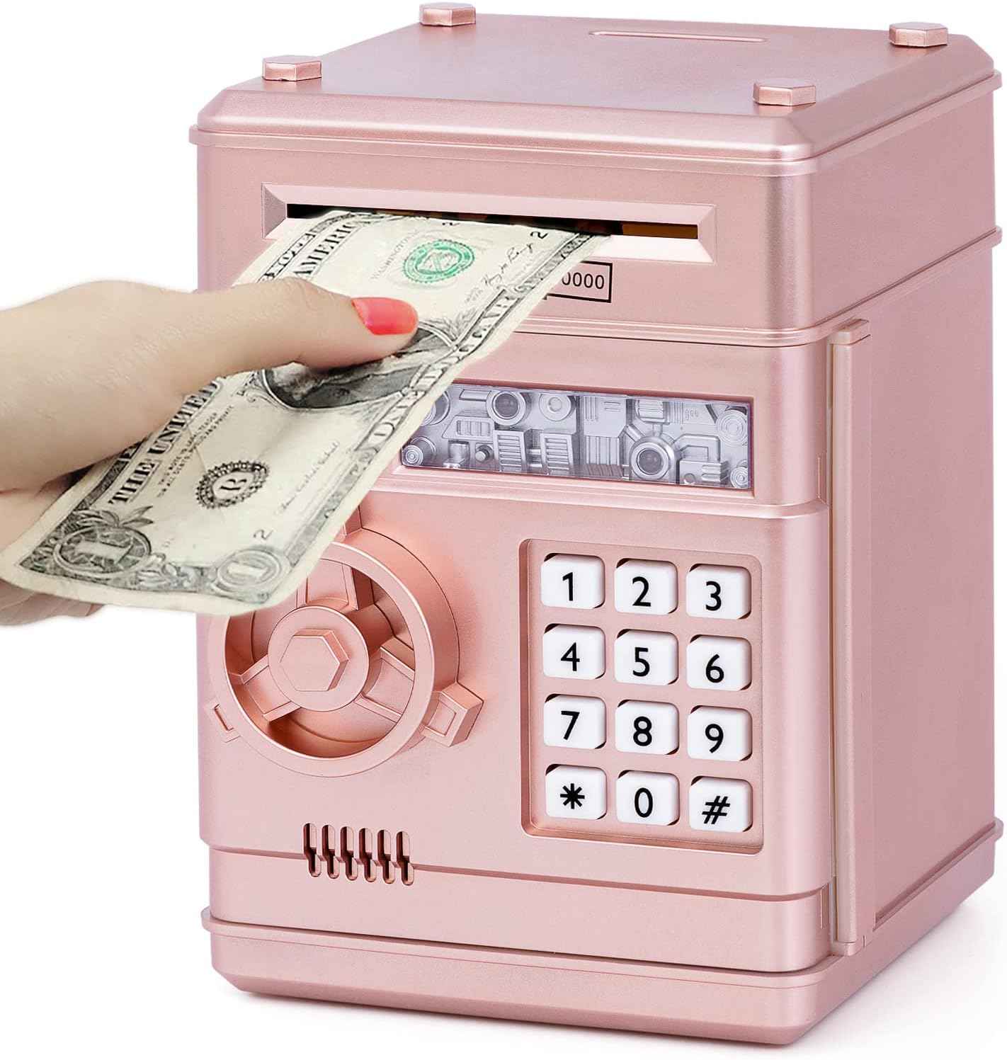 Refasy Piggy Bank Cash Coin Can ATM Bank Electronic Coin Money Bank for Kids Age 3-12, Money Savings Box Mini ATM Coin Bank Toys Gifts for 3 4 5 6 7 8 9 10 11 12 Year Old Boys Girls