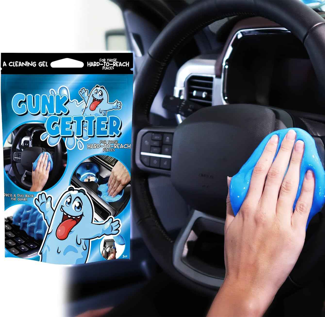 PeerBasics, Cleaning Gel for Those Hard to Reach Places, Automotive Cup Holder Electronic Keyboard Office, Slime Gel Cleaner Dust Crumb Removal (Resealable Pouch, Blue, 3oz)