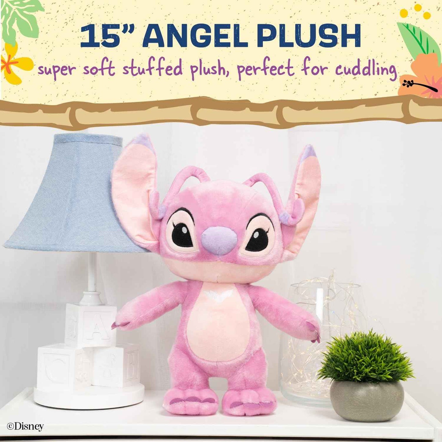 KIDS PREFERRED Disney Baby Lilo & Stitch Angel Soft Huggable Stuffed Animal Cute Plush Toy for Toddler Boys and Girls, Gift for Kids, Pink Angle 16 Inches