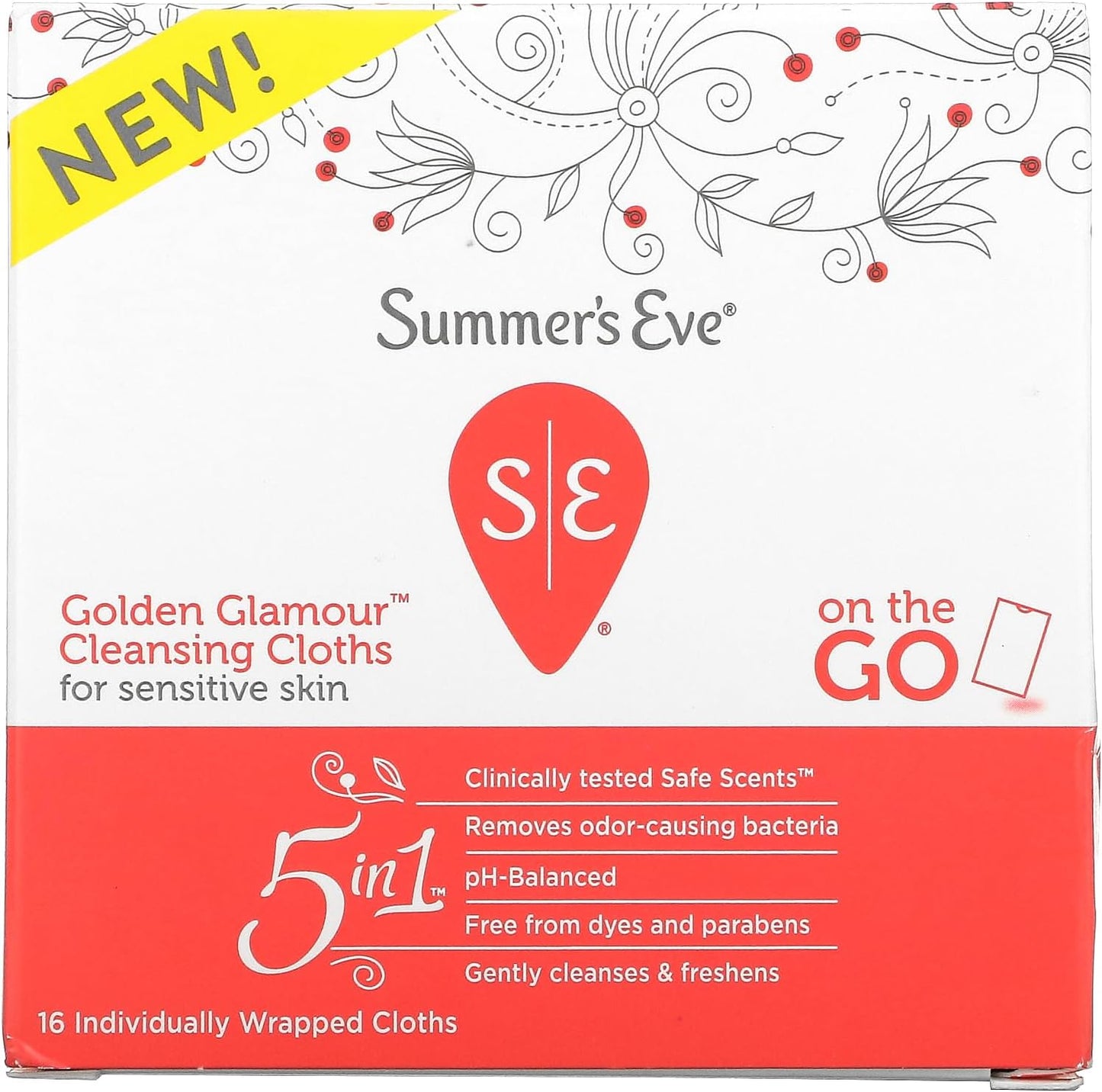 Summer's Eve Ultimate Odor Protection Daily Feminine Wipes, Gentle pH-Balanced Formula with Boric Acid Cleanses & Removes Vaginal Odor, Individually Wrapped Body Wipes, 12 Count