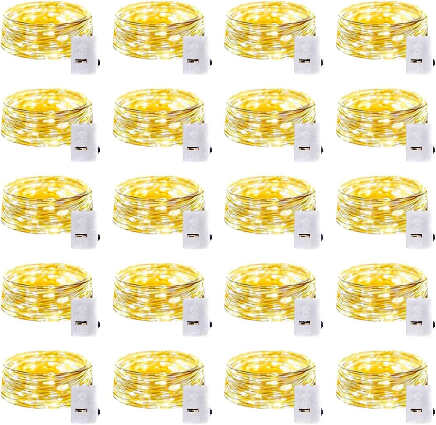 20 Pack LED Fairy Lights Battery Operated,3 Features Blinking Slowly Blinking & just on 7FT 20 LED Waterproof Mini Twinkle String Lights for Wedding Mason Jars Party Christmas Decorations(Warm White)