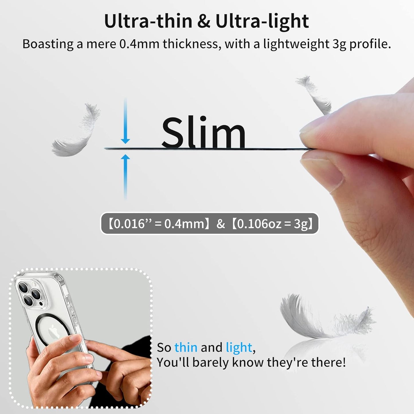 Universal Metal Rings Compatible with Magsafe Sticker,Magnetic Ring for Phone Cases & Wireless Charging, 6 Pack (2 Black,2 White & 2 Silver)