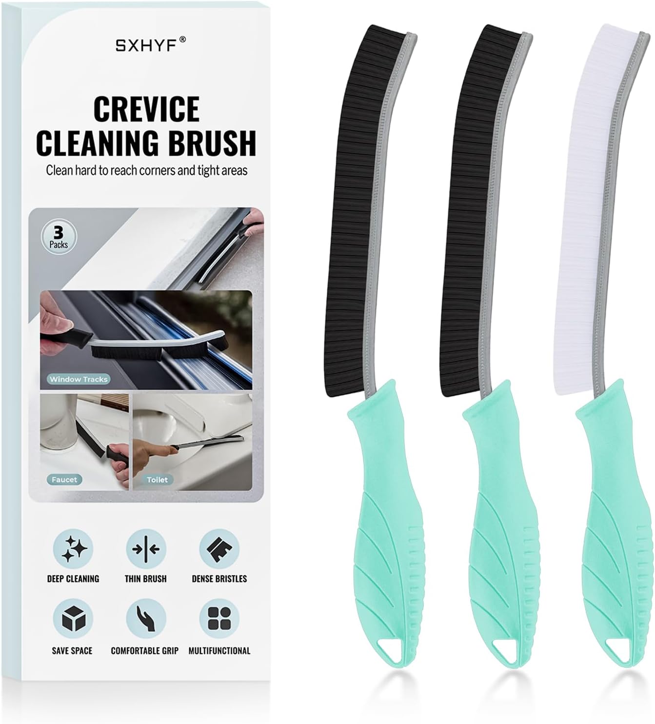 SXhyf Crevice Cleaning Brush – Hard Bristle Grout Scrub Brush for Bathroom, Kitchen & Household Cleaning