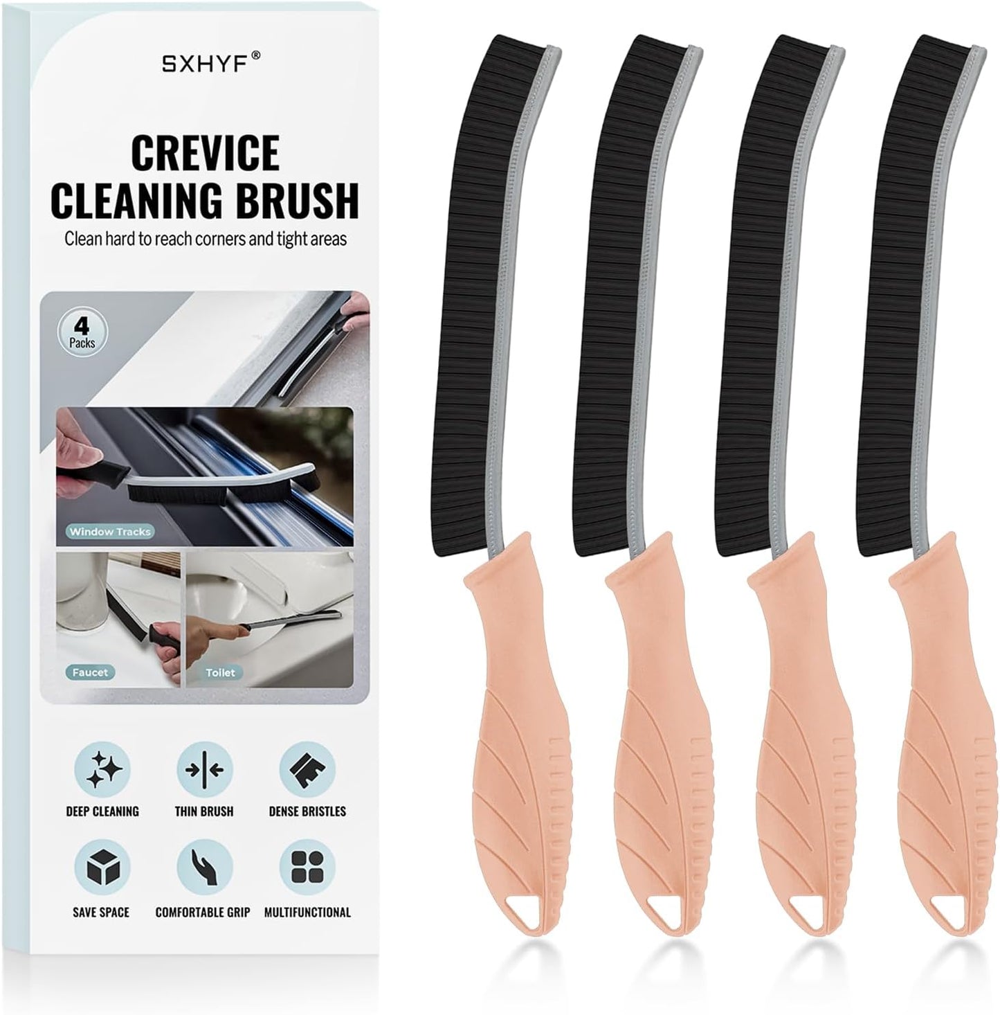 SXhyf Crevice Cleaning Brush – Hard Bristle Grout Scrub Brush for Bathroom, Kitchen & Household Cleaning