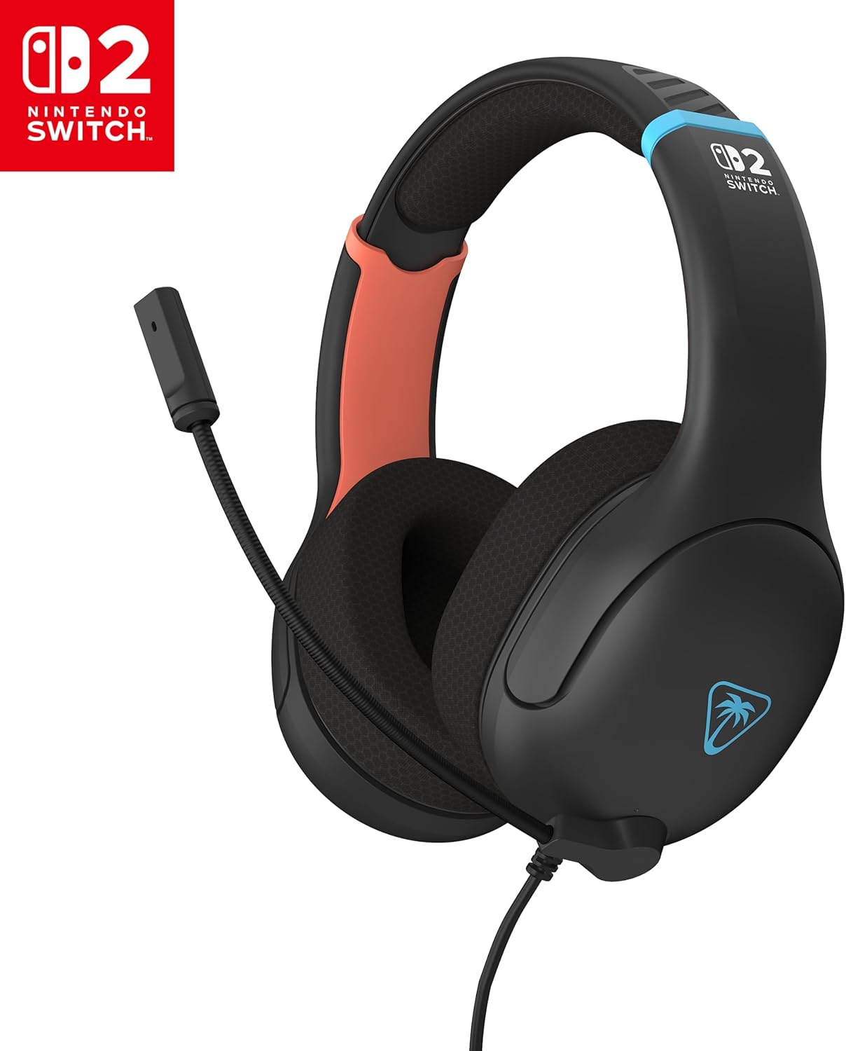 Turtle Beach Airlite Fit Wired Gaming Headset – Officially Licensed for Nintendo Switch 2, Nintendo Switch, Durable, Lightweight, Charcoal Blue/Red
